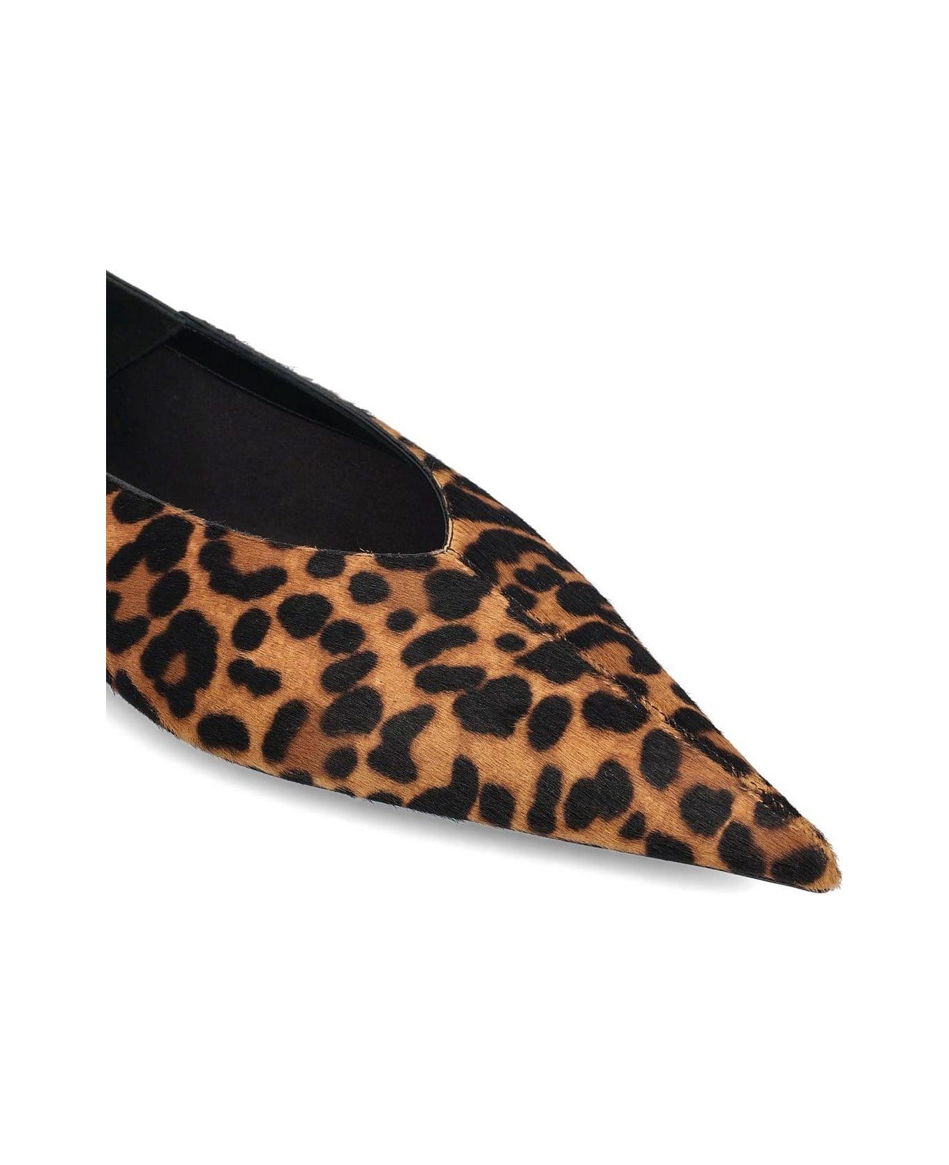 Saint Laurent All-over Patterned Pointed Toe Flat Shoes - Marrone