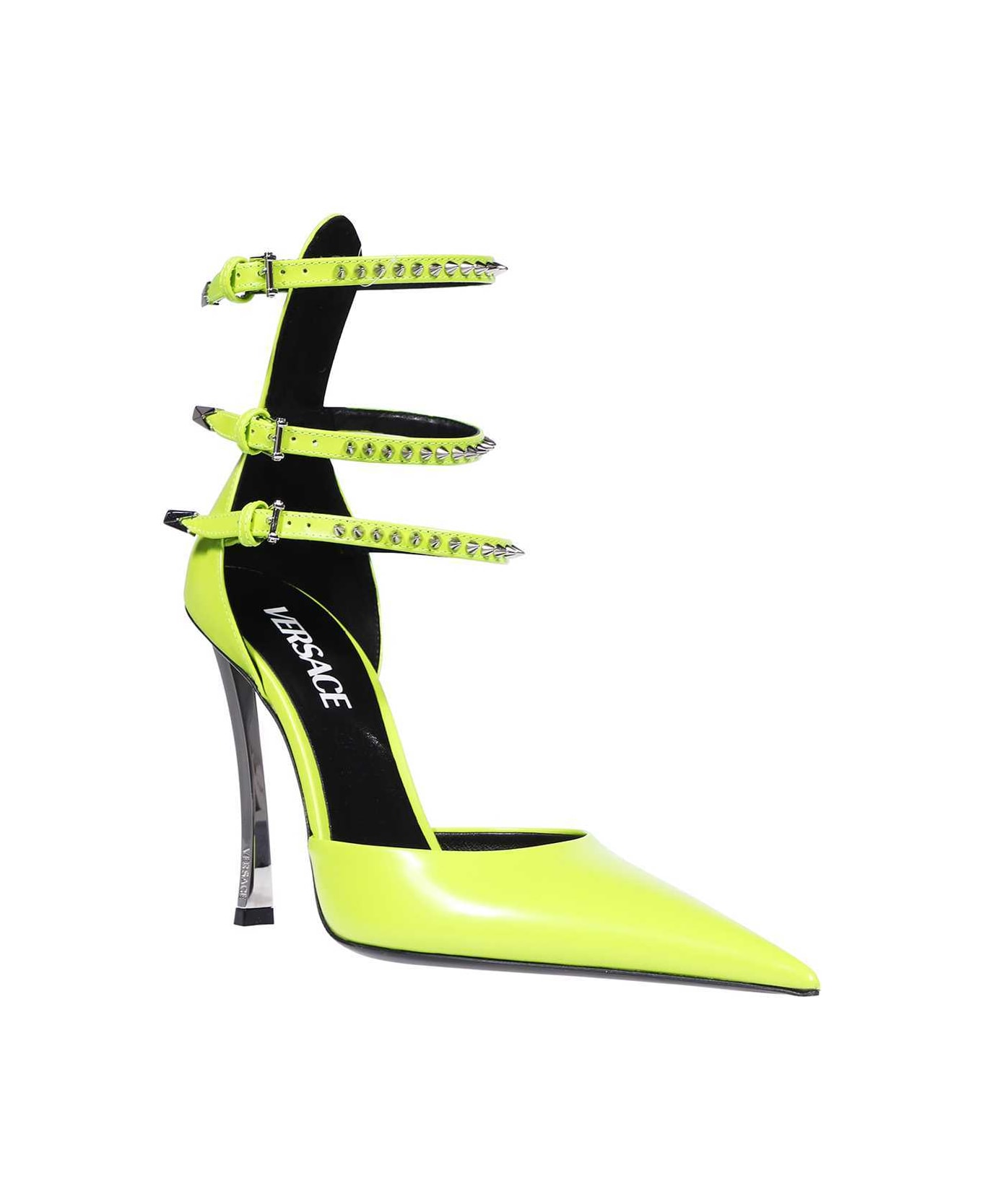 Versace Heeled Leather Sandals - green