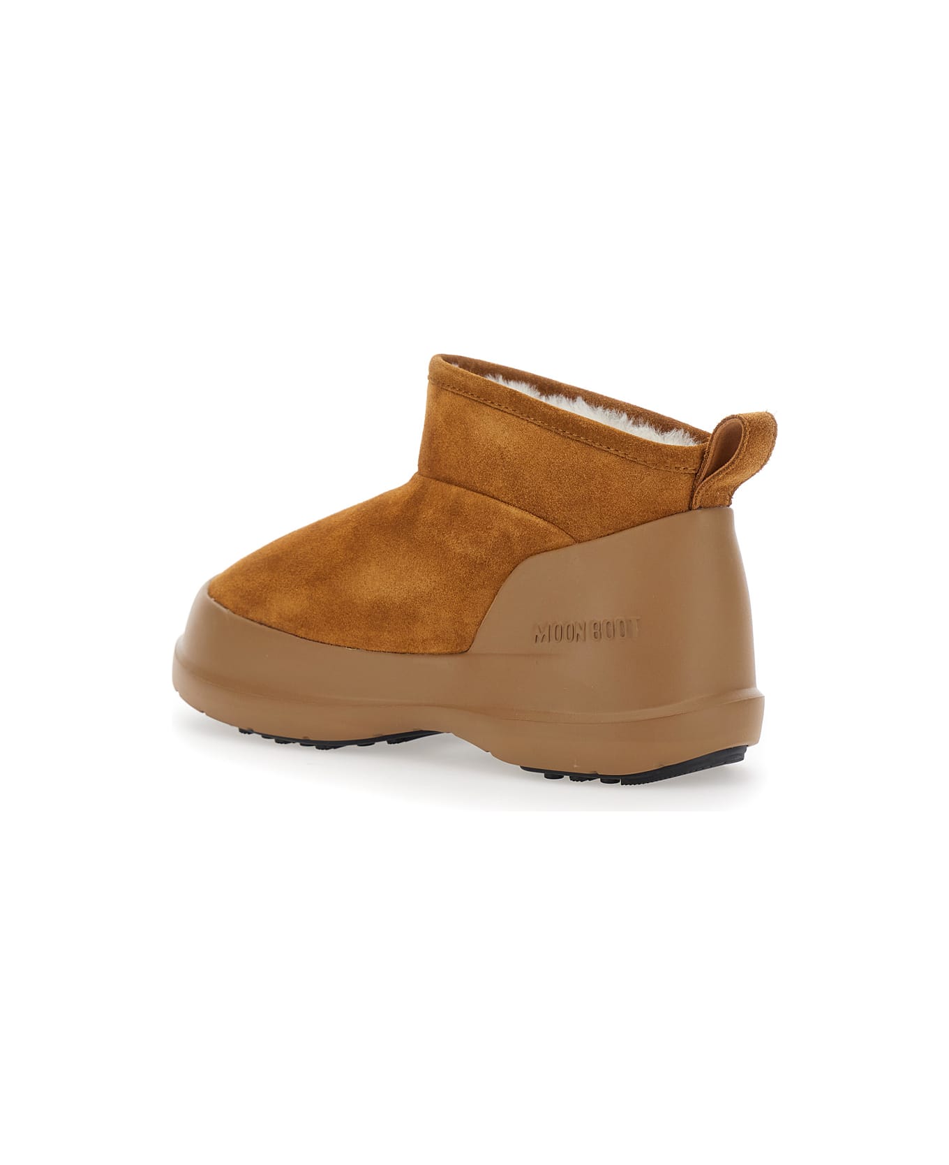 Moon Boot 
luna
 Brown Ankle Boots With Logo Lettering On The Side In Leather And Suede Woman - Brown