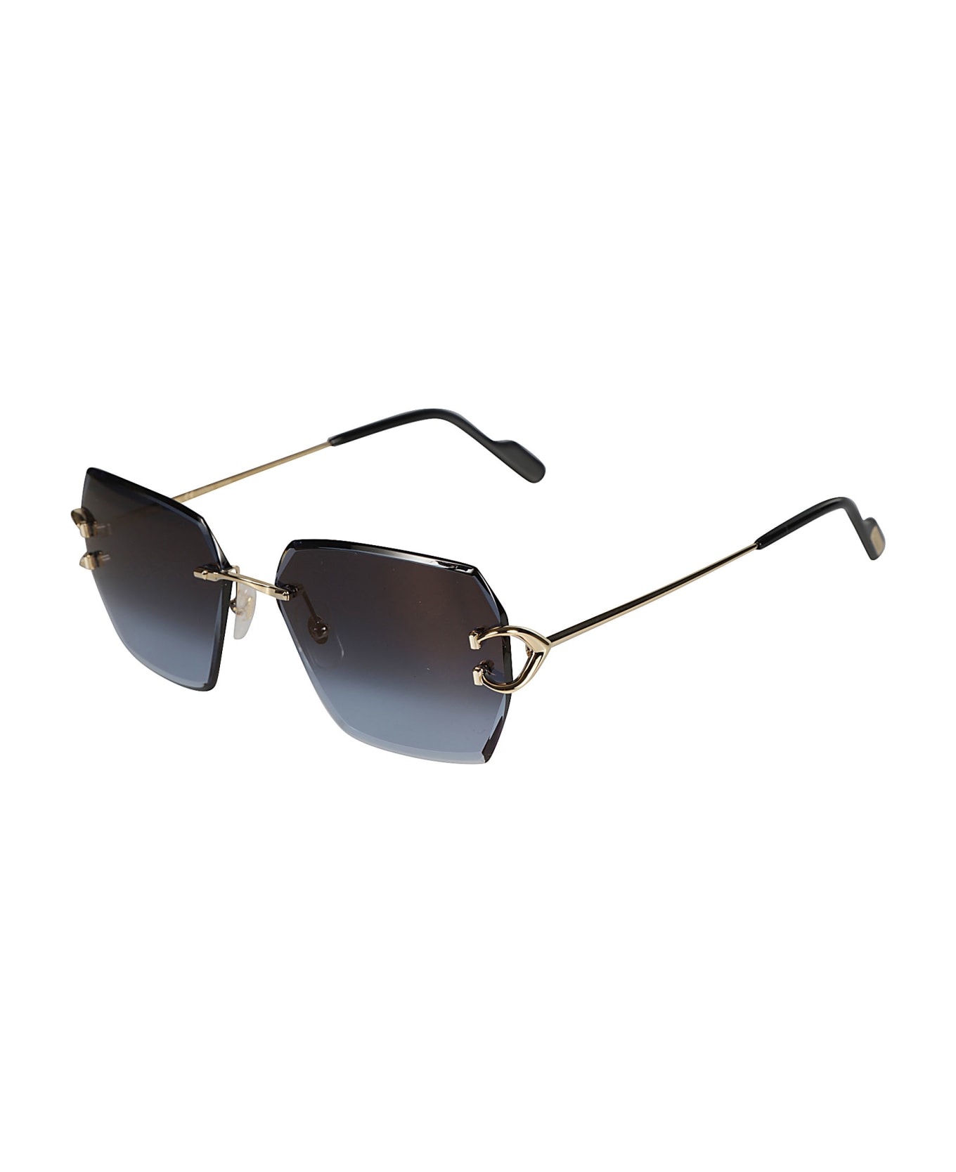 Cartier Eyewear Pentagon Lens Straight Rim Sunglasses - Gold/Blue