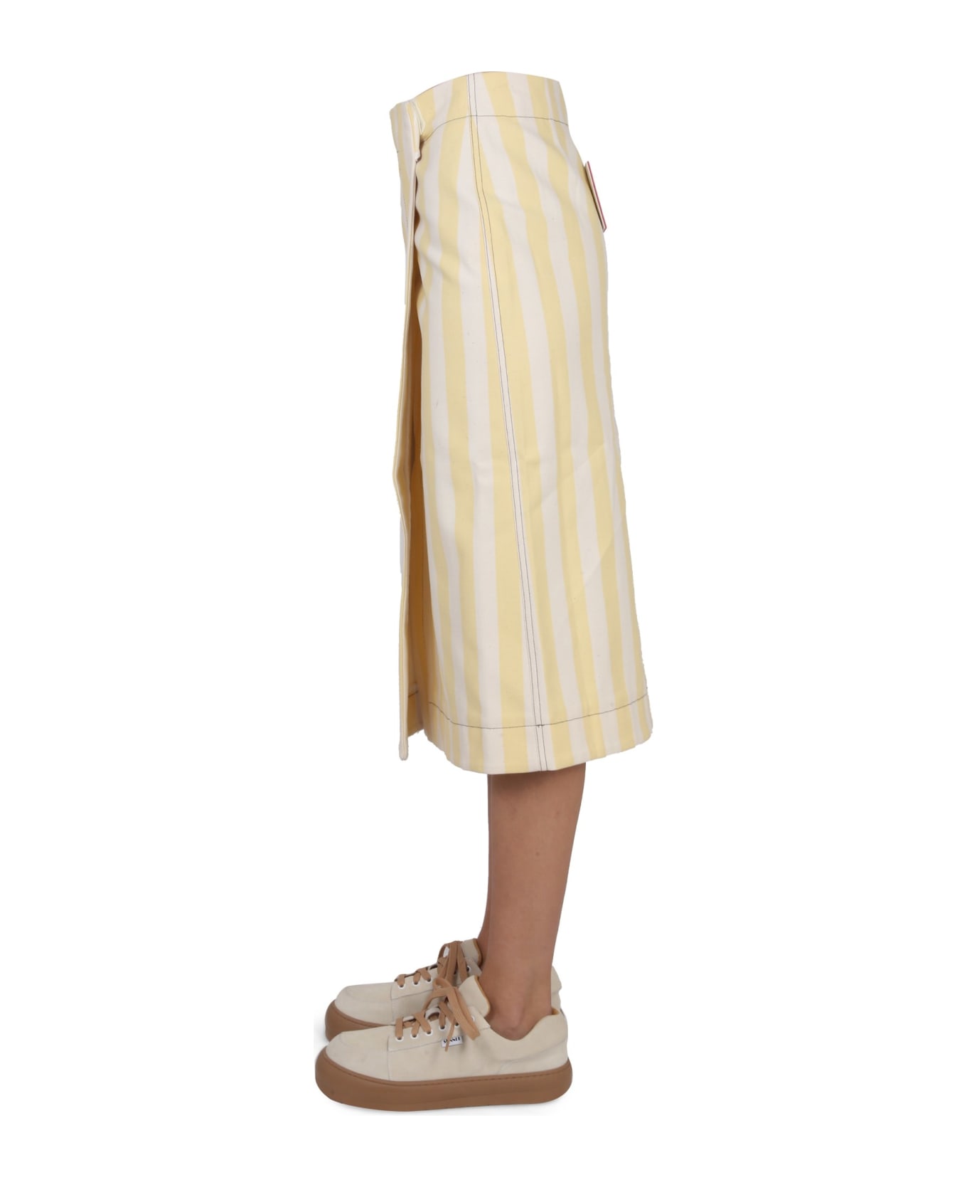 Sunnei Striped Pattern Skirt - BEIGE