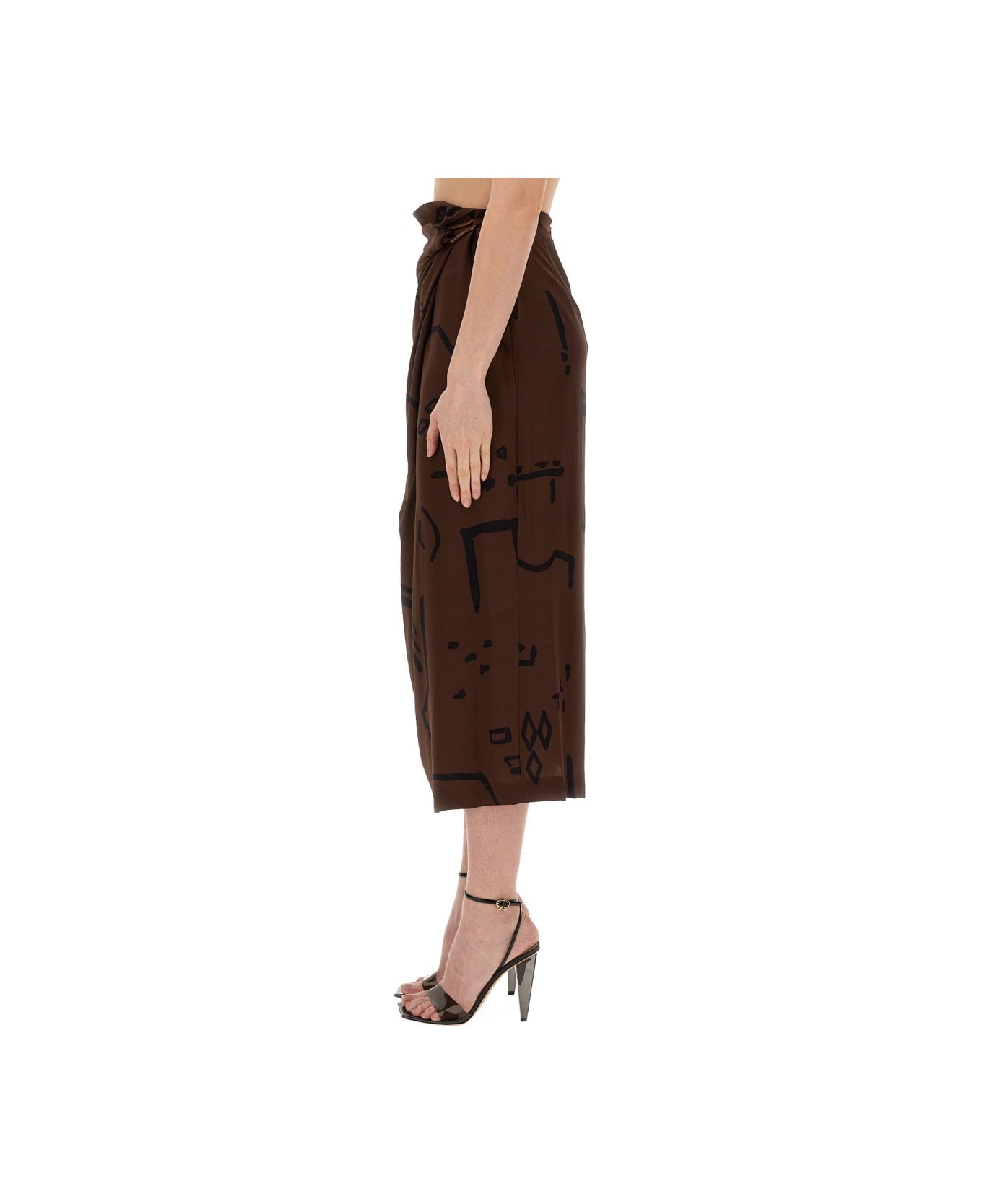 Alysi Native Print Skirt - BROWN