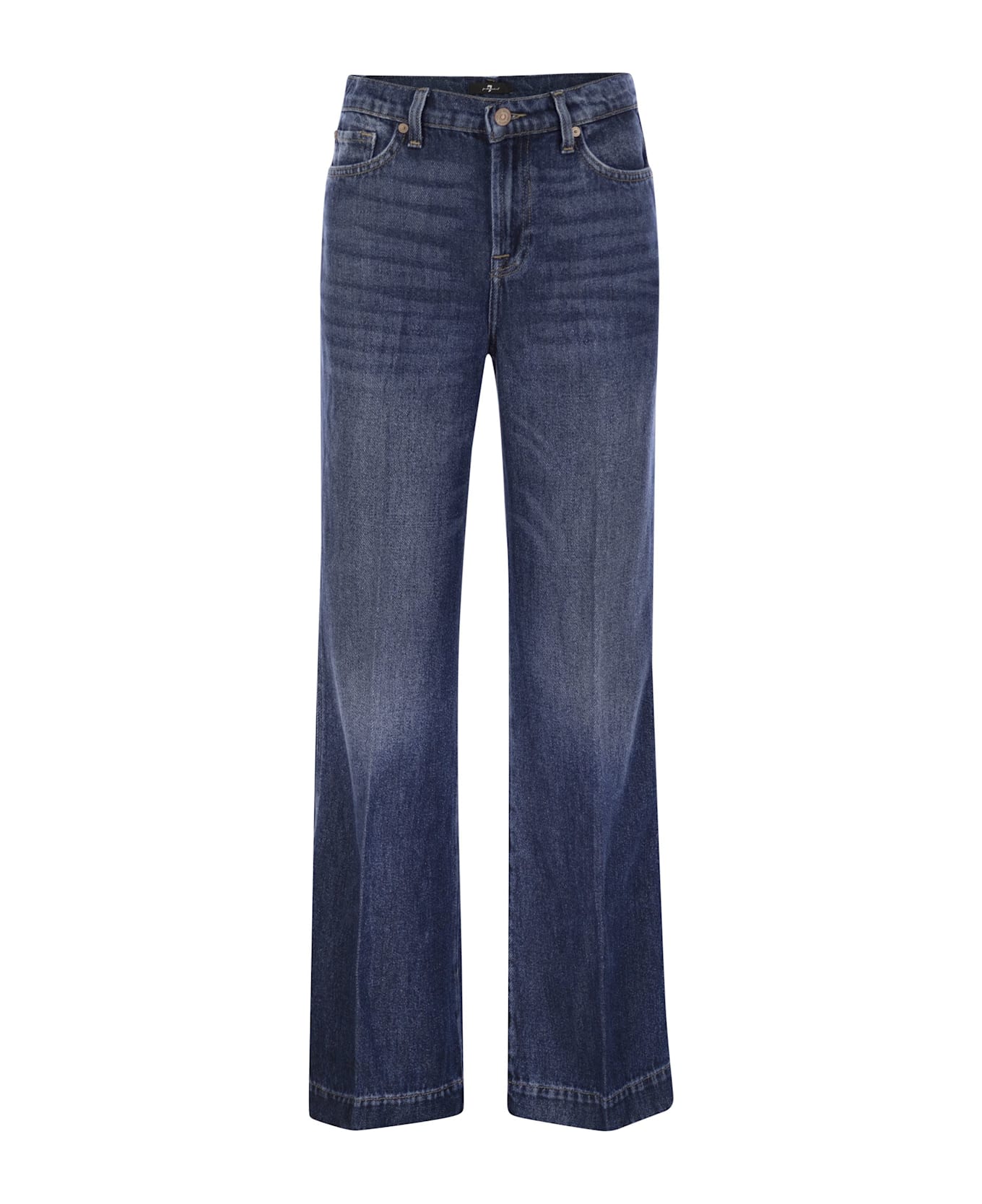 7 For All Mankind Modern Dojo Tailorless - High Waisted Flared Jeans - Dark Denim