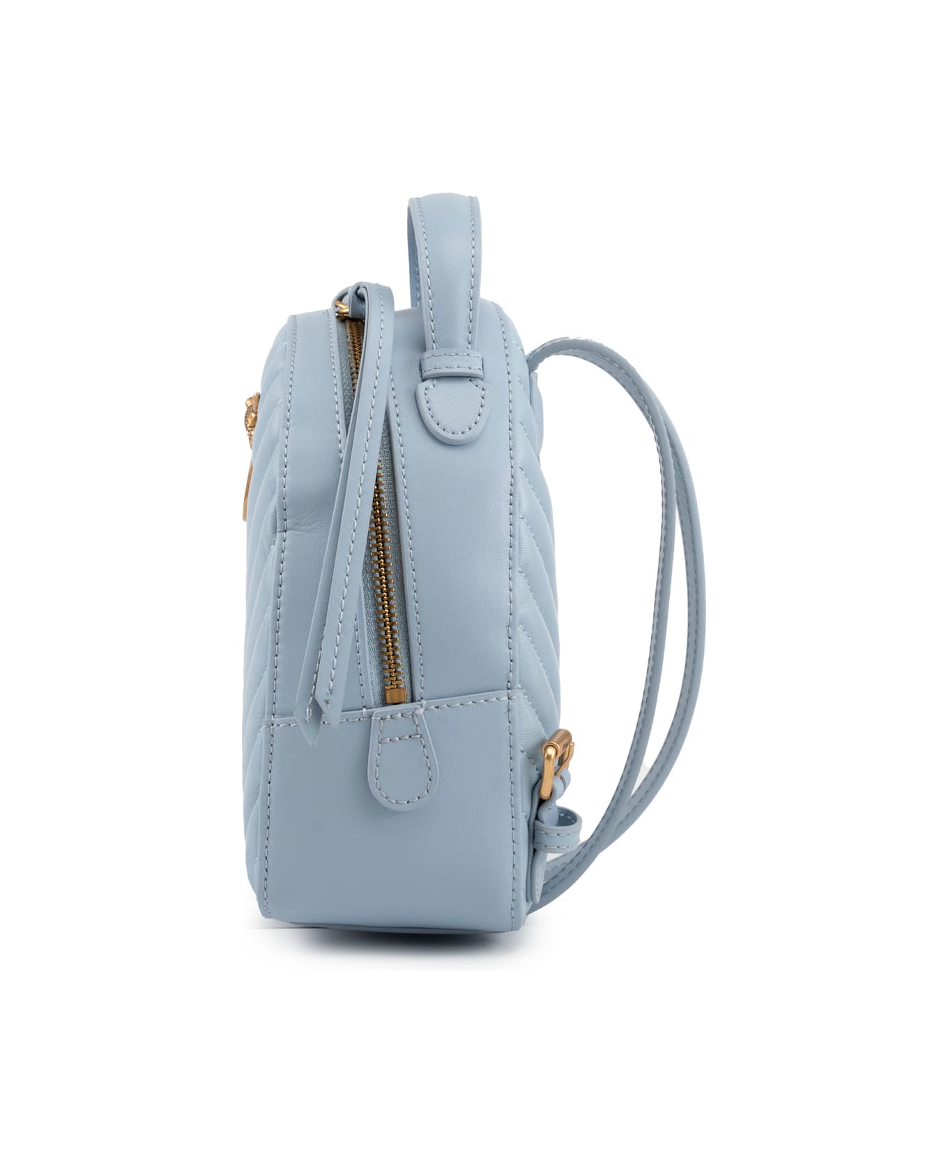 Pinko Love Bag Mini Backpack In Matelasse' Leather - Celeste