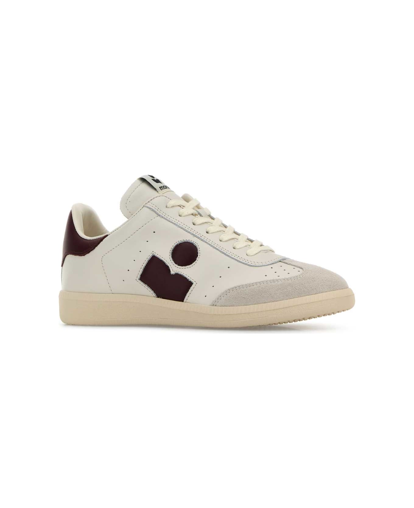 Isabel Marant White Leather Bryce Sneakers - ECRUBURGUNDY