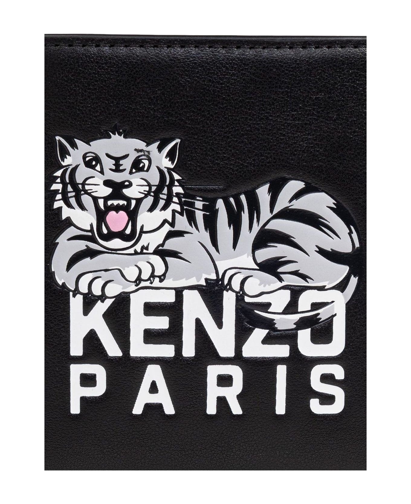 Kenzo Varsity Logo Detailed Mini Wallet - BLACK