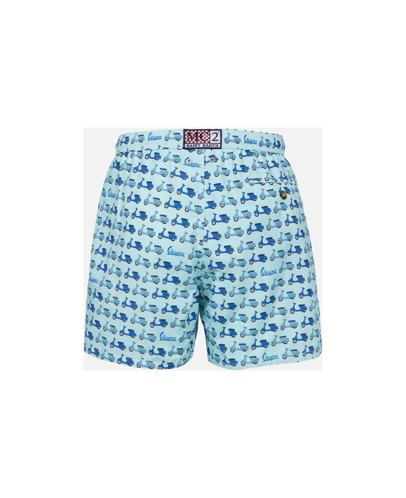 MC2 Saint Barth Man Lightweight Fabric Swim-shorts Lighting Micro Fantasy With Vespa Print | Vespa Special Edition - GREEN