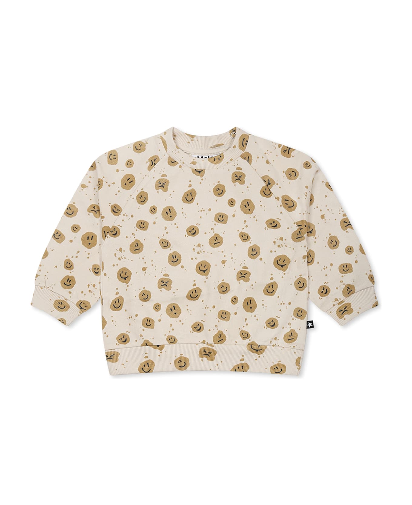 Molo Ivory Sweatshirt For Babykids With Smile - Ivory