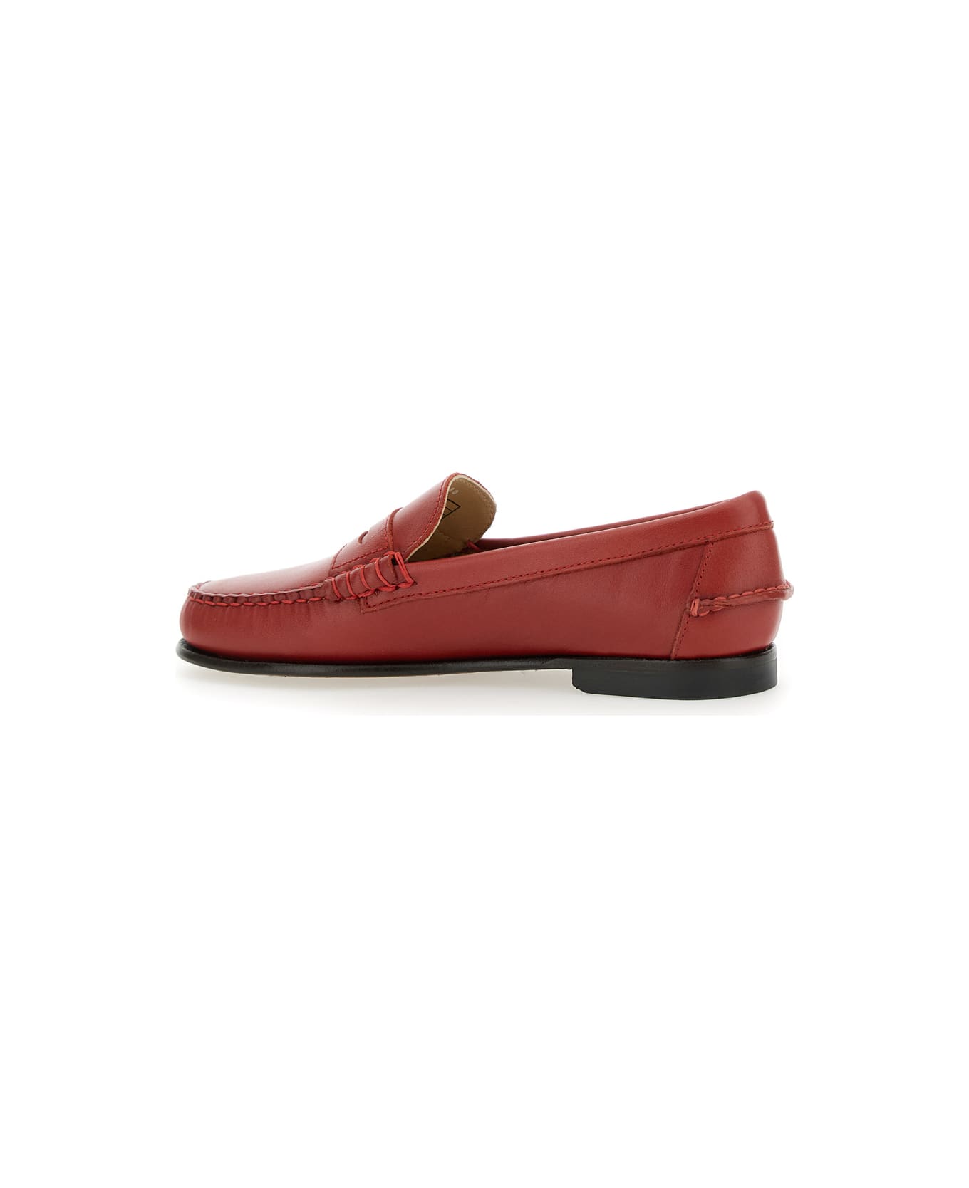 Sebago 'danielle Pop' Red Loafers With Bevelled Toe And Low Stacked Heel In Leather Woman - Red
