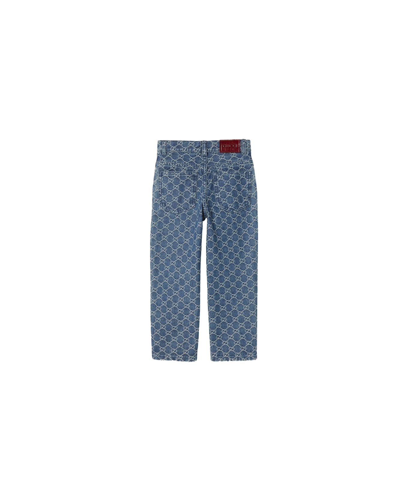 Gucci Blue And Ivory Gg Jacquard Denim Jeans - Blue
