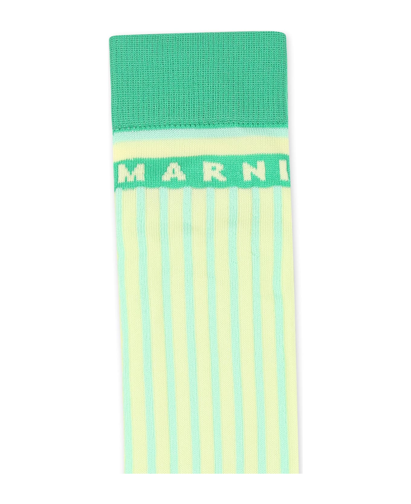 Marni Green Socks For Girl With Logo - Green