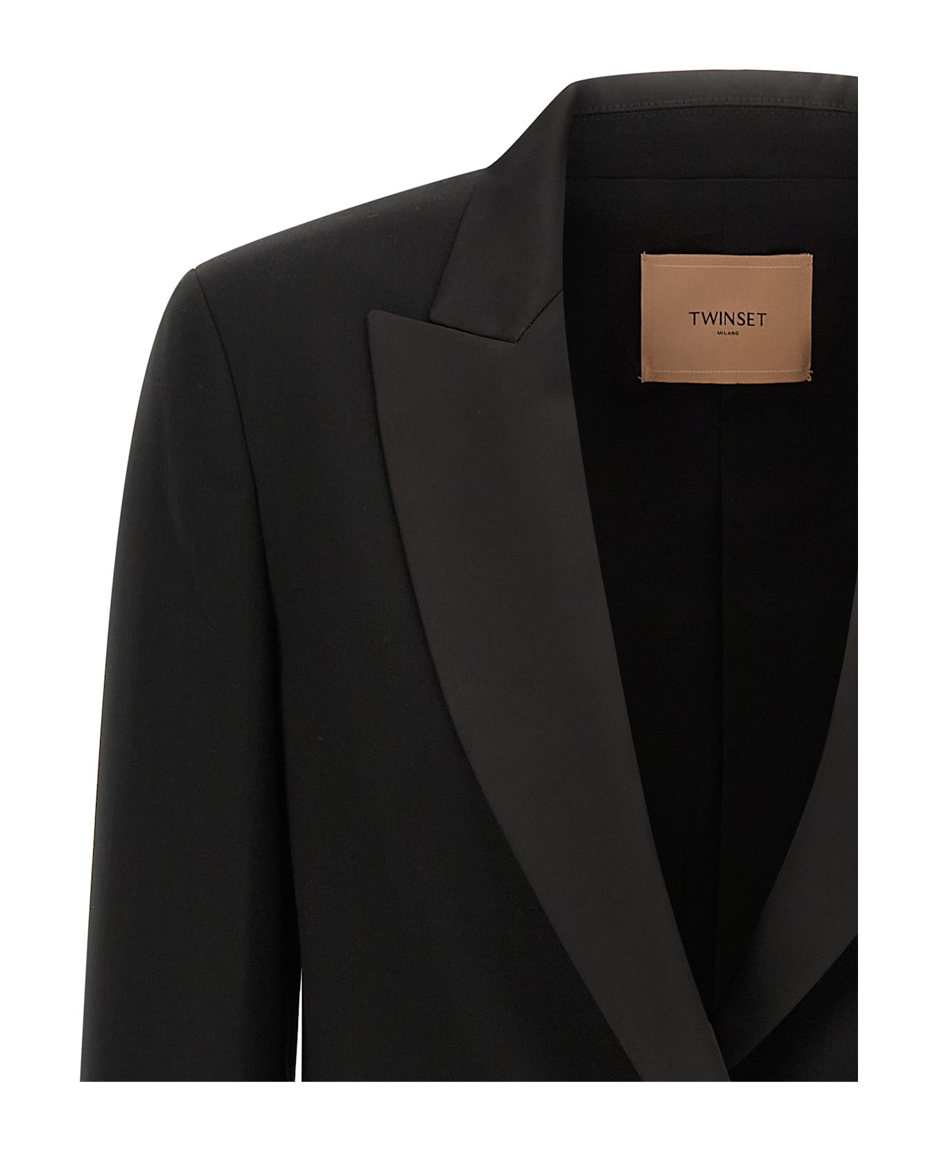 TwinSet Satin Lapel Blazer - Black  