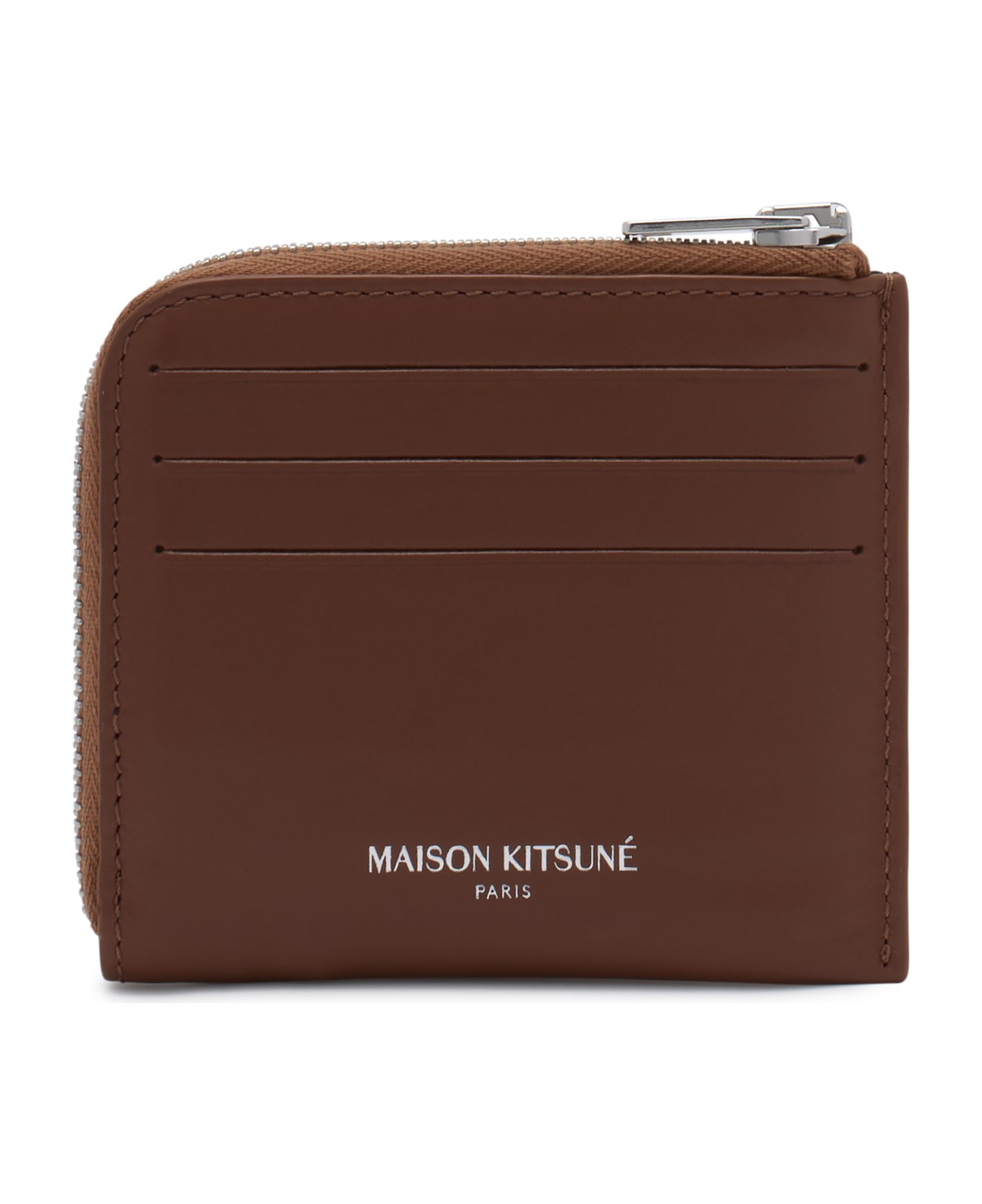 Maison Kitsuné Fox Head Zipped Cardholder - Dark Brown 財布