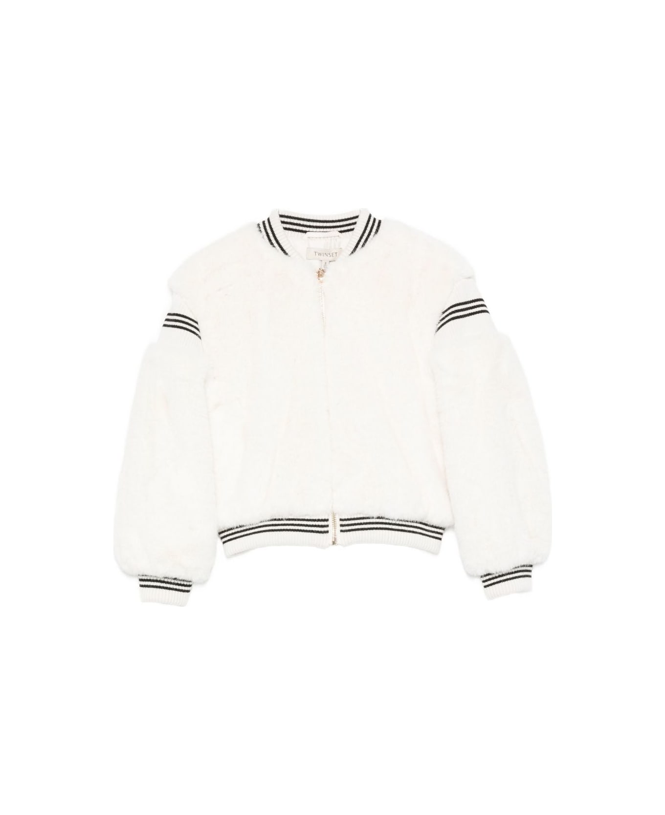 TwinSet Kids Coat With Striped Cuffs - White