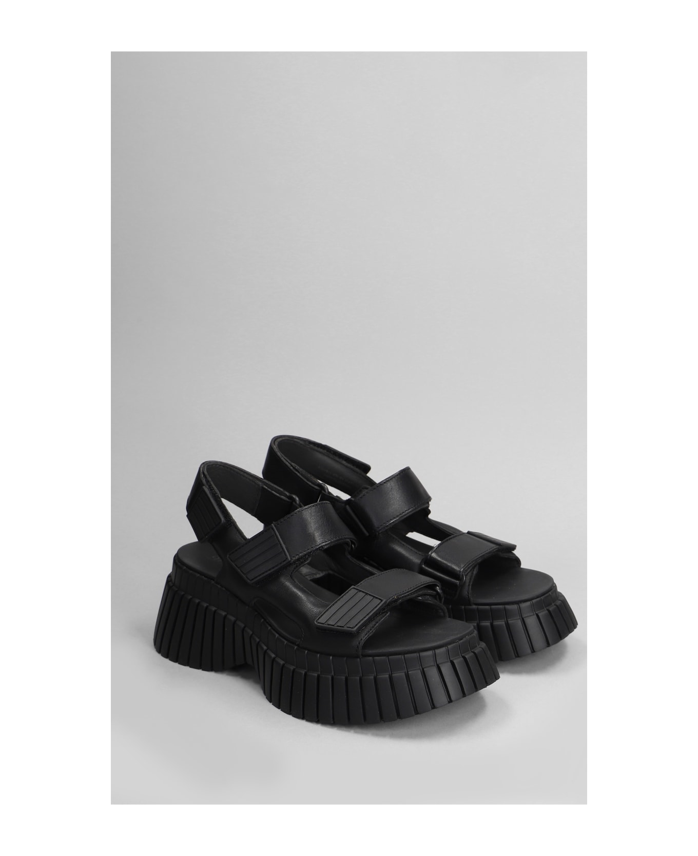 Camper Bcn Sandals In Black Leather - black