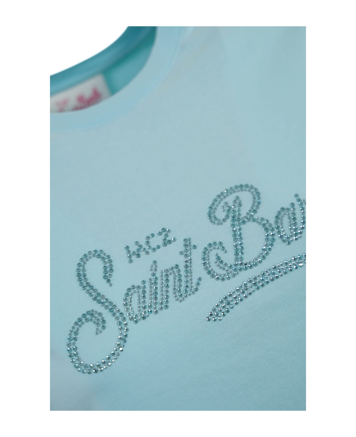 MC2 Saint Barth Emilie T-shirt With Light Blue Rhinestone Logo