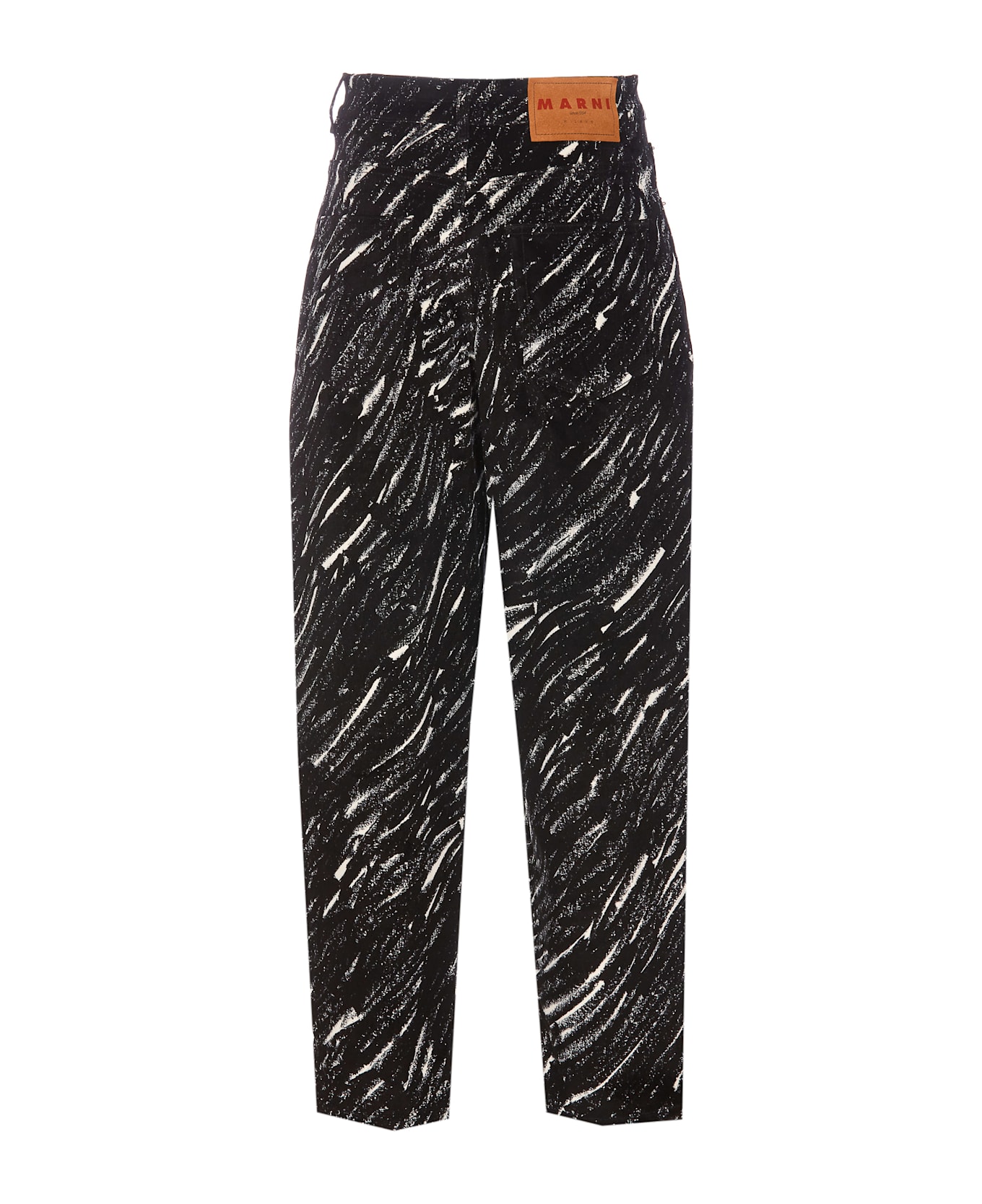 Marni Crayon Print Wide Denim Pants - Black