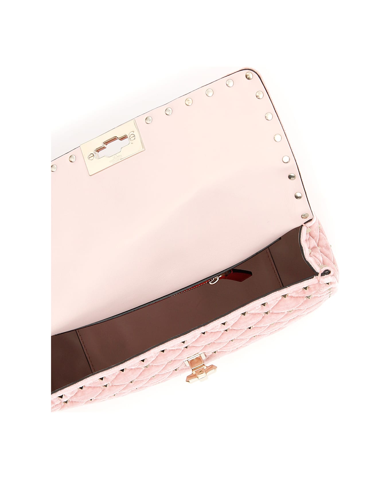 Valentino Velvet Rockstud Spike Bag - WATER ROSE|Rosa