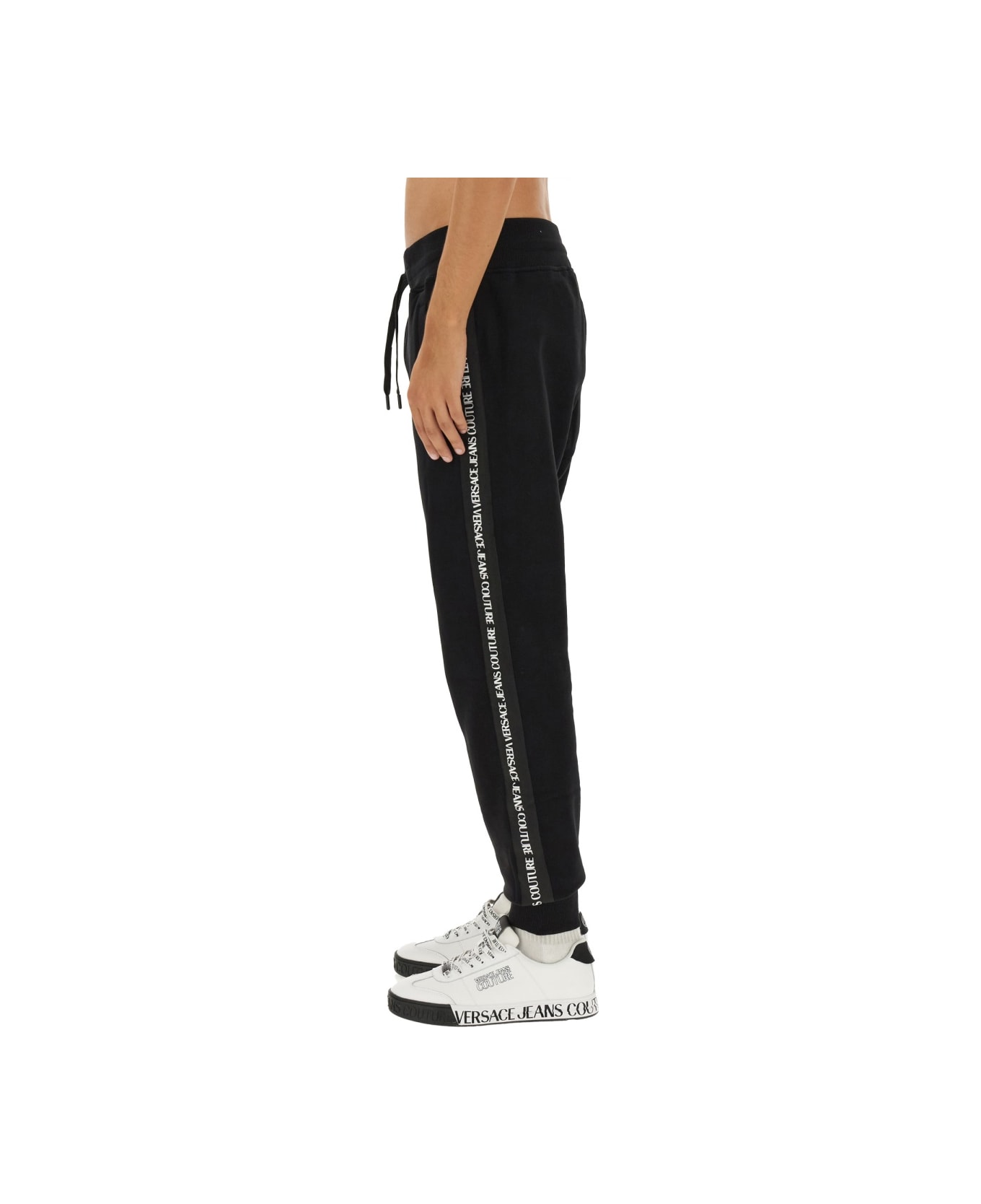 Versace Jeans Couture Sweatpants With Branded Side Stripes - BLACK