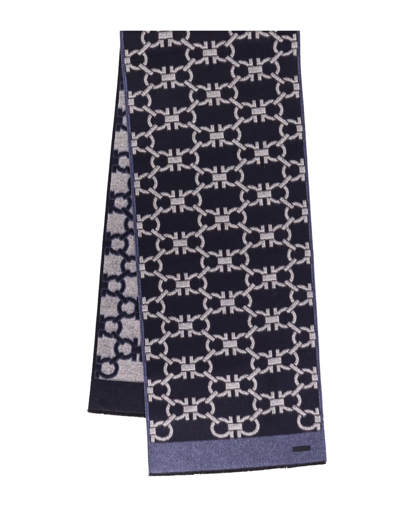 Ferragamo Silk And Cashmere Scarf - BLUE PATTERNED BRIGHT