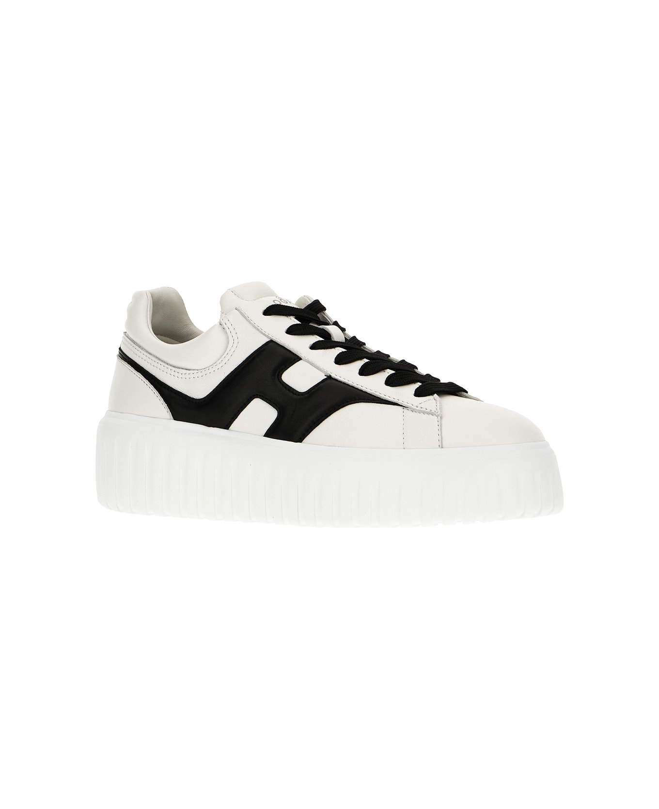Hogan White Nappa Leather H-stripes Sneakers - BIANCO NERO