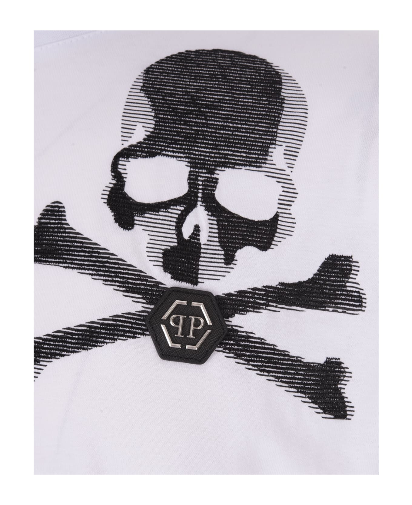 Philipp Plein Skull&bones T-shirt In White - Bianco