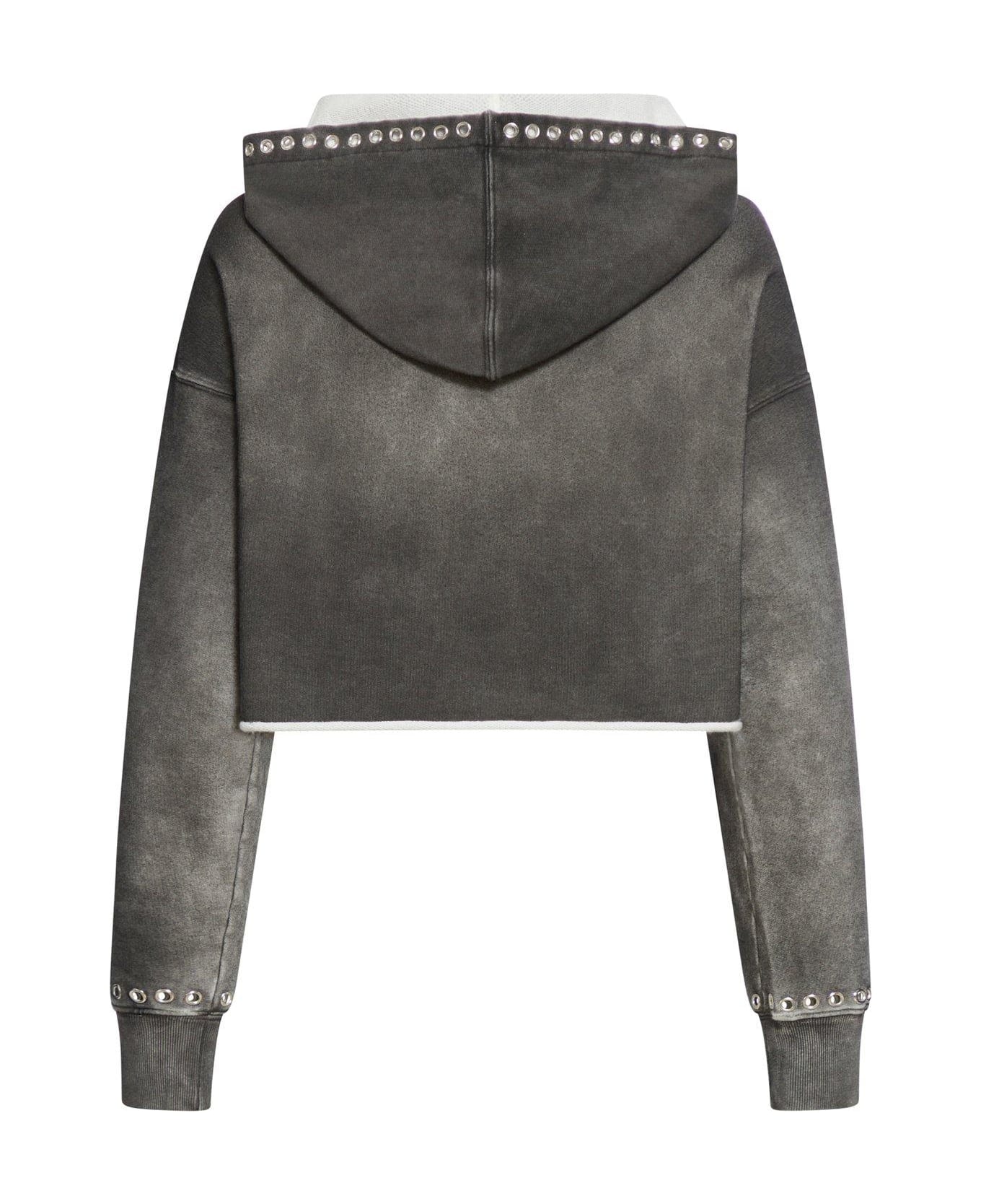 Golden Goose Eyelets Cropped Zip-up Hoodie - Grey