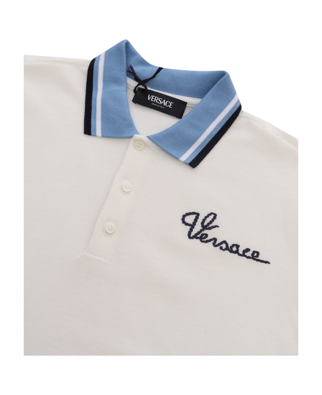 Versace Polo With Logo - WHITE