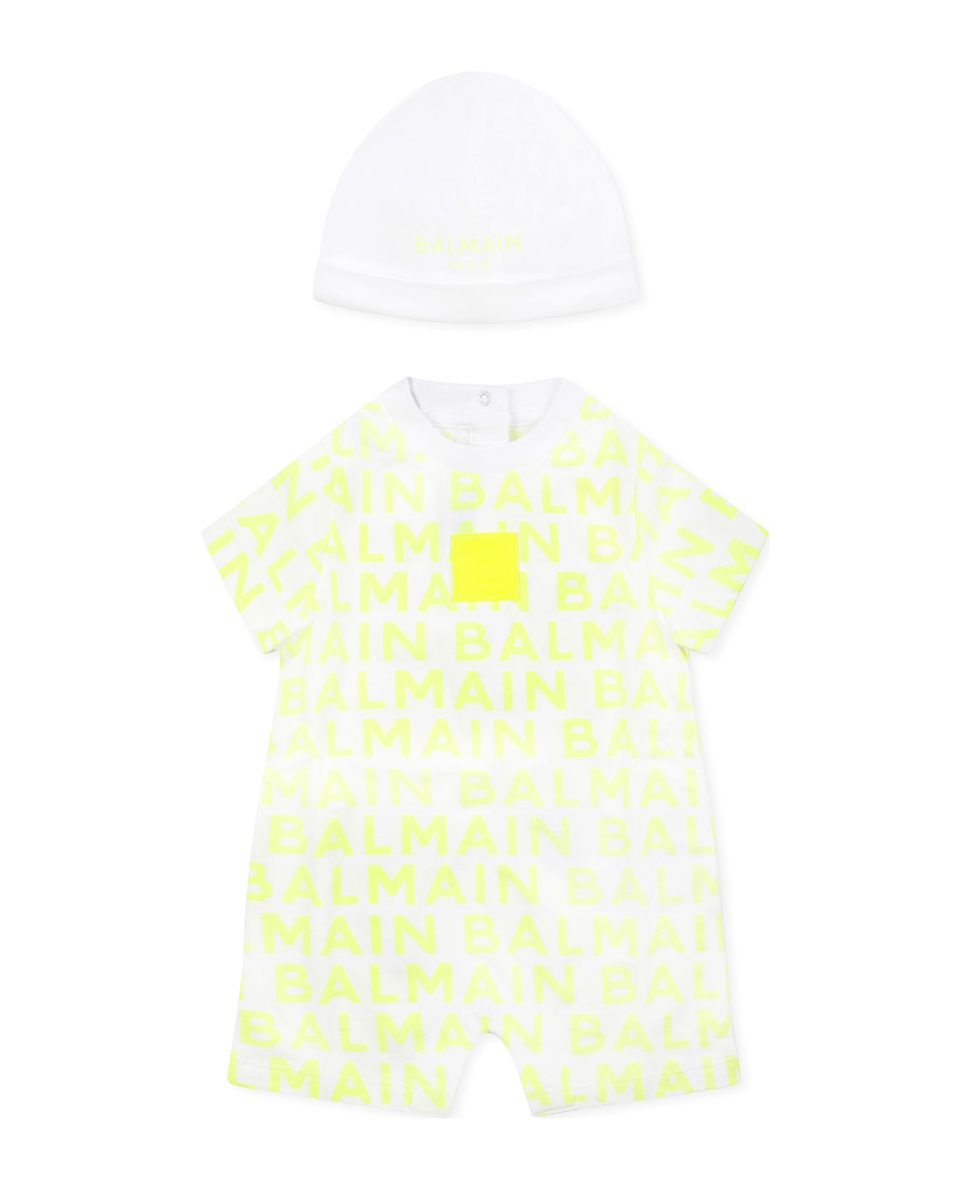Balmain Yellow Romper For Babykids With Logo - Yellow