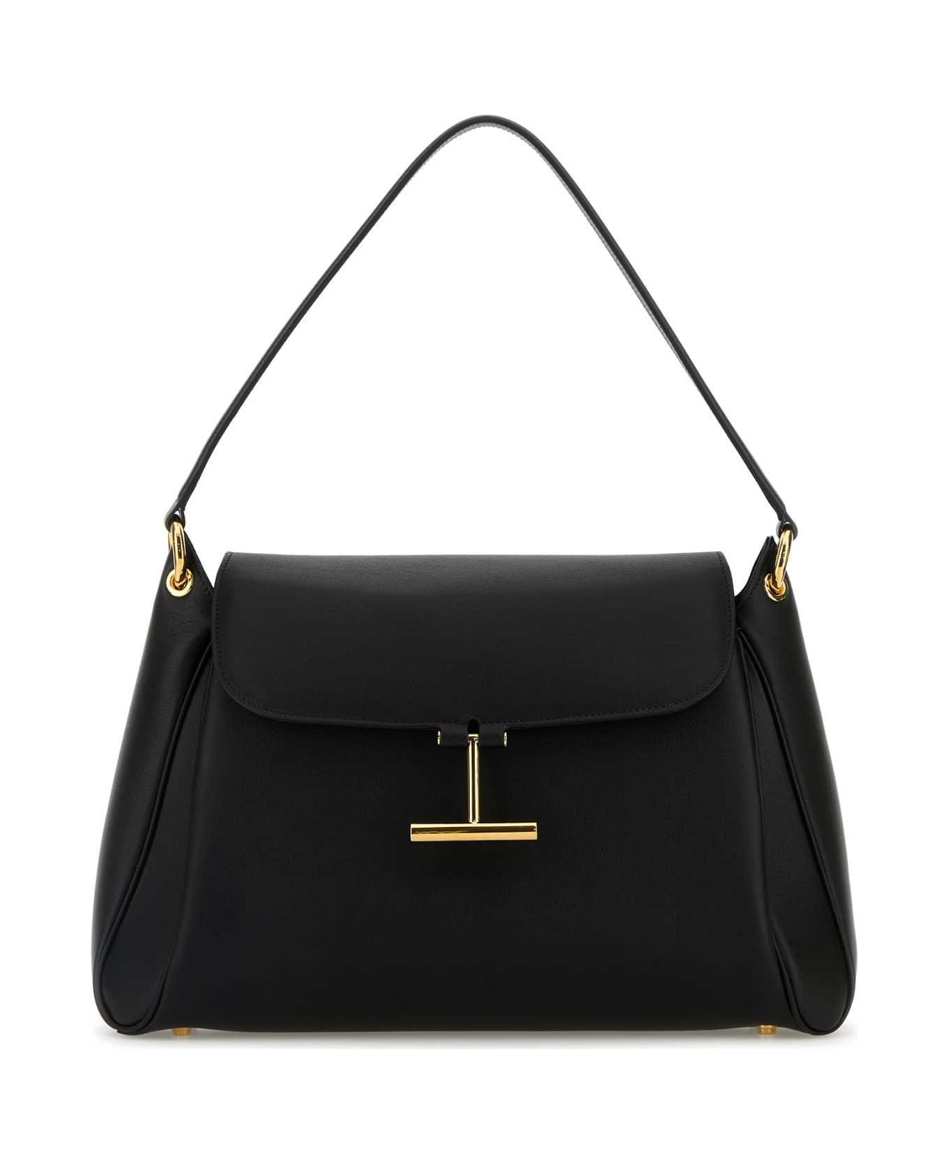 Tom Ford Black Leather Medium Tara Shoulder Bag - BLACK