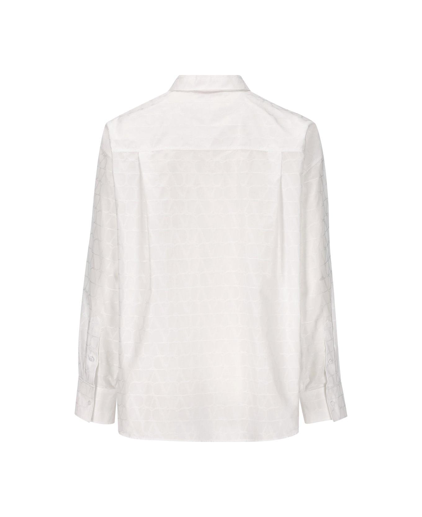 Valentino Toile Iconographe-jacquard Curved Hem Shirt - White