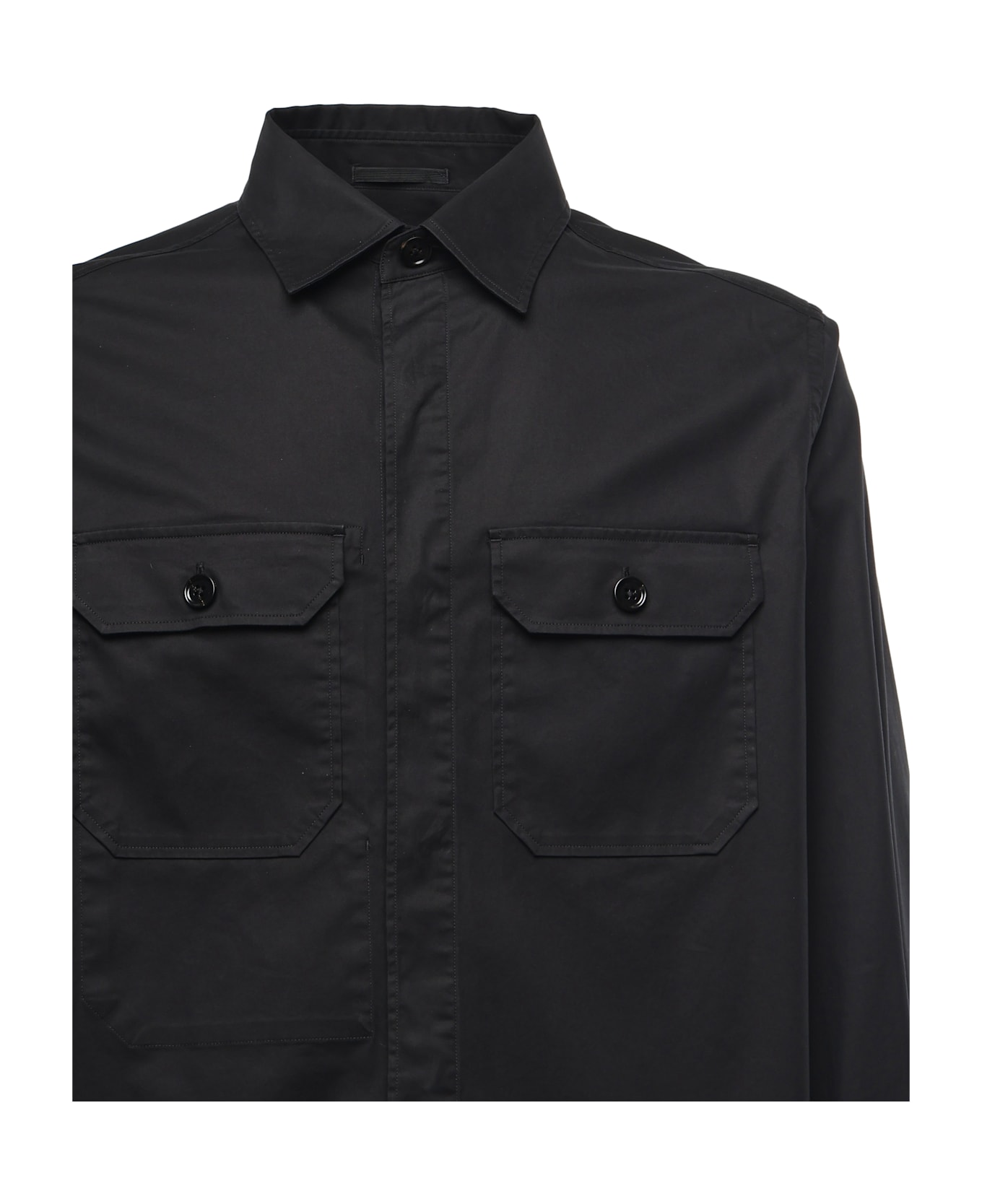 Zegna Cotton Blend Shirt - Black