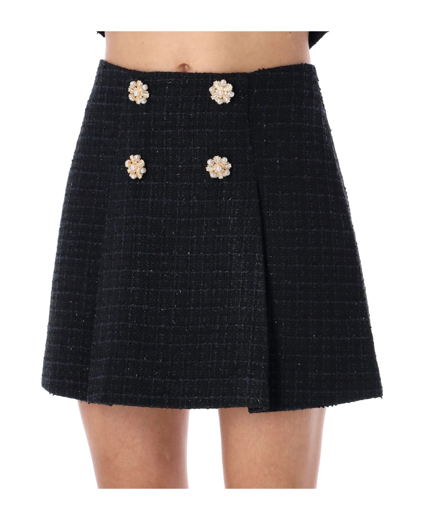 self-portrait Bouclé Mini Skirt - BLACK スカート