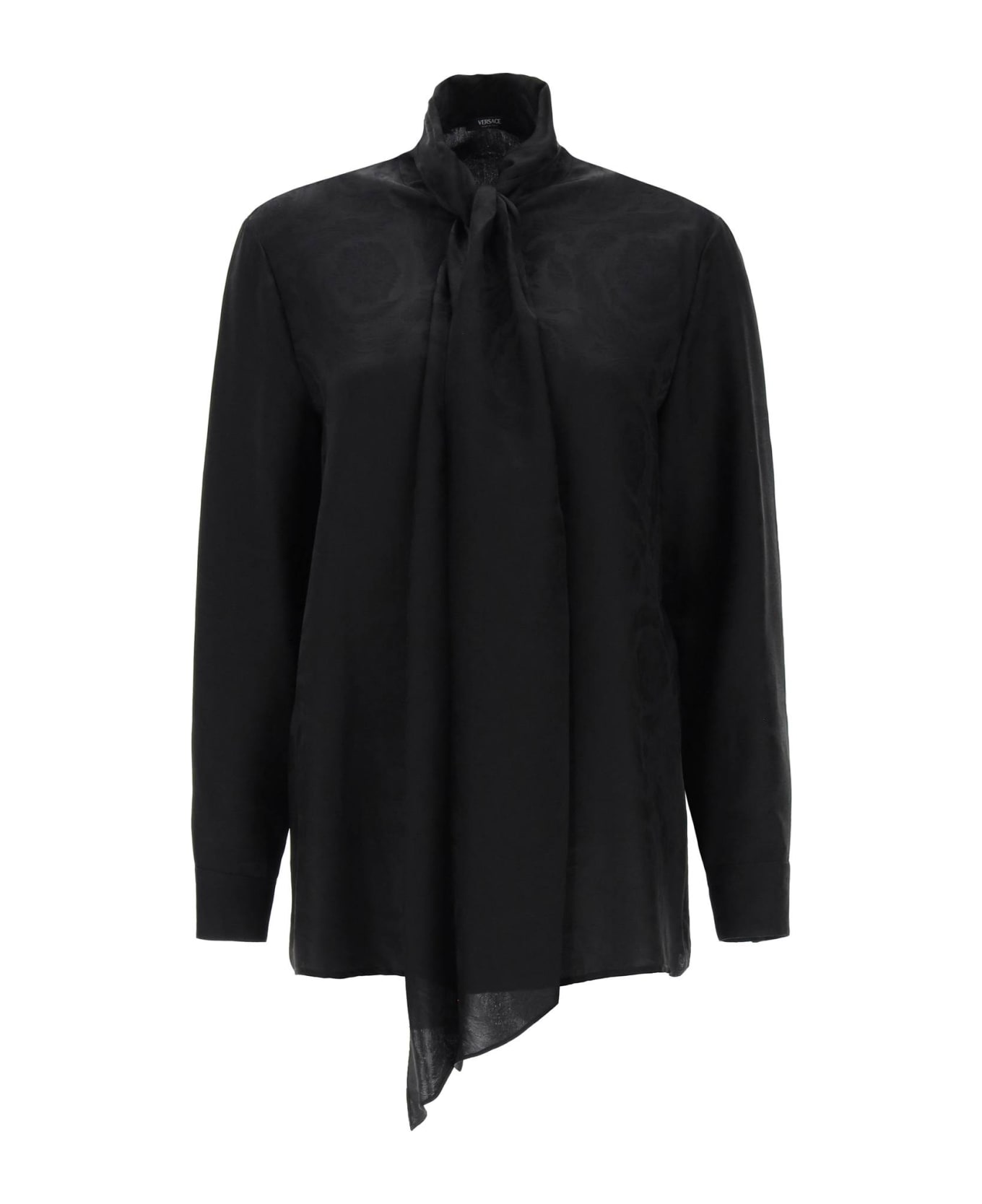 Versace Barocco-jacquard Pussy-bow Blouse - BLACK (Black)