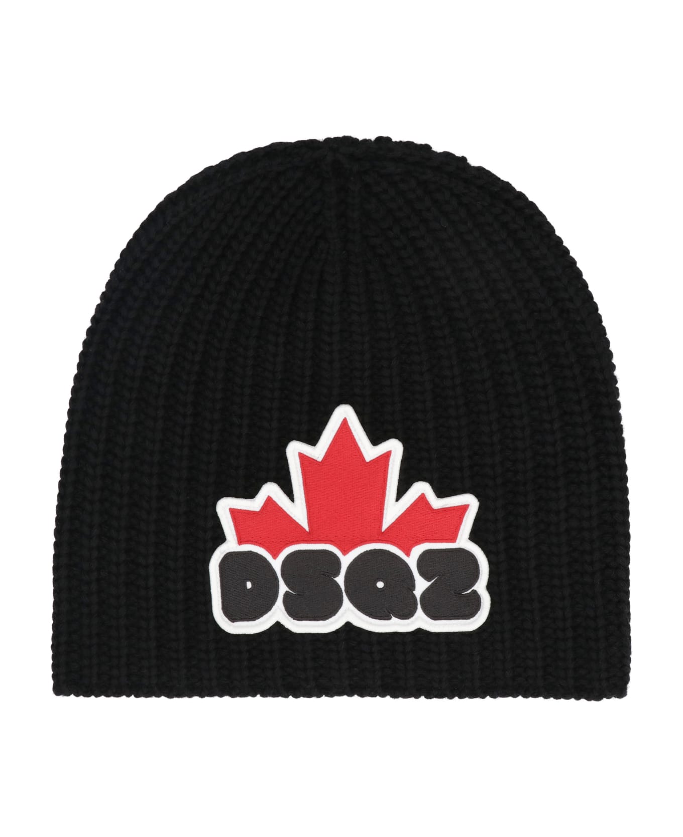 Dsquared2 Ribbed Knit Beanie - black 帽子