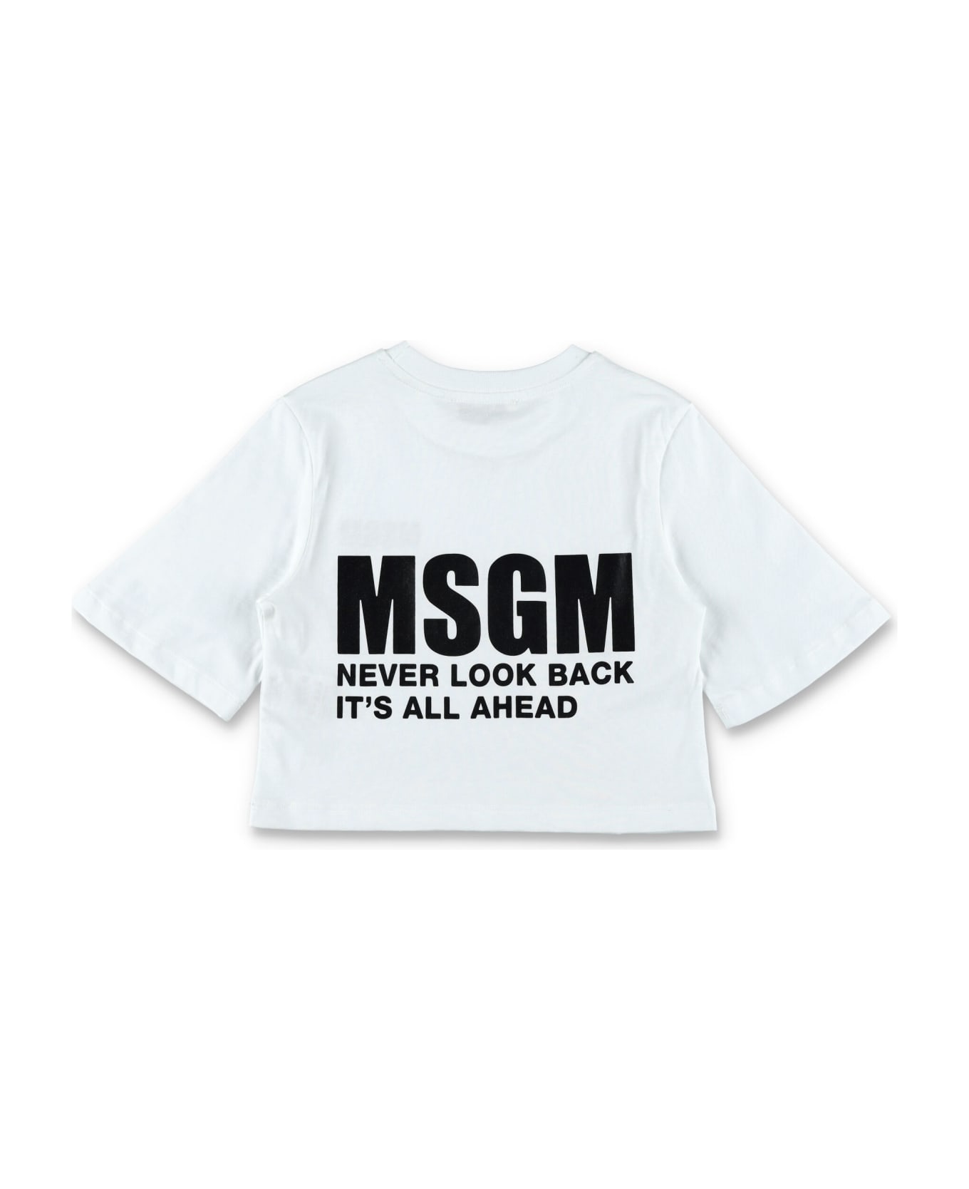 MSGM Logo Cropped T-shirt - BIANCO/WHITE Tシャツ＆ポロシャツ