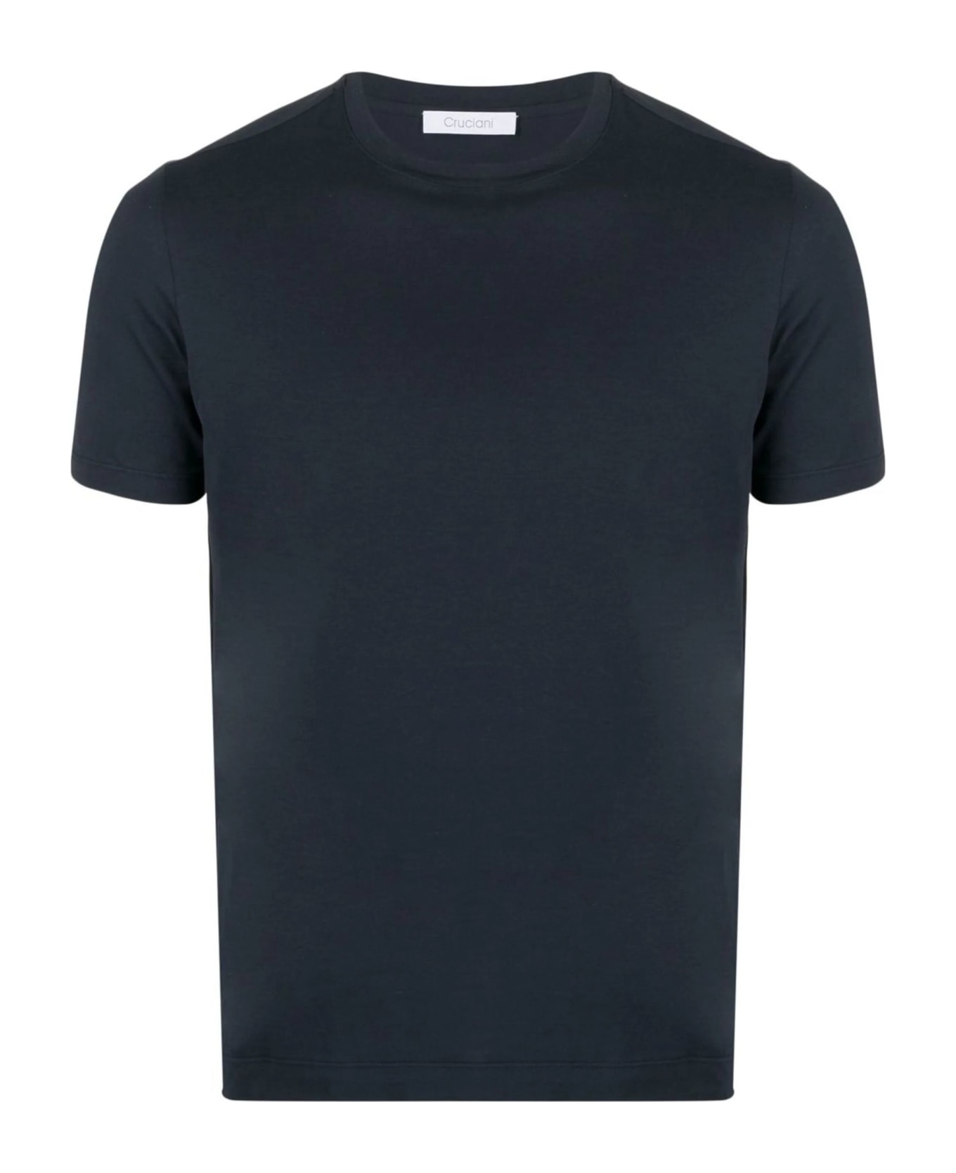 Cruciani Navy Blue Stretch Cotton T-shirt - Blue
