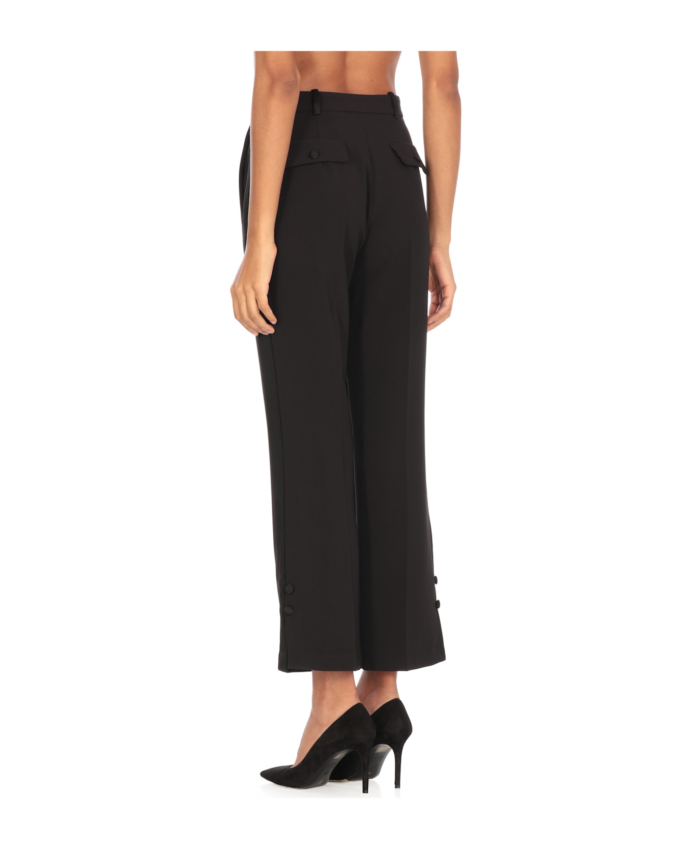 Elisabetta Franchi Cropped Flared Trousers - Black