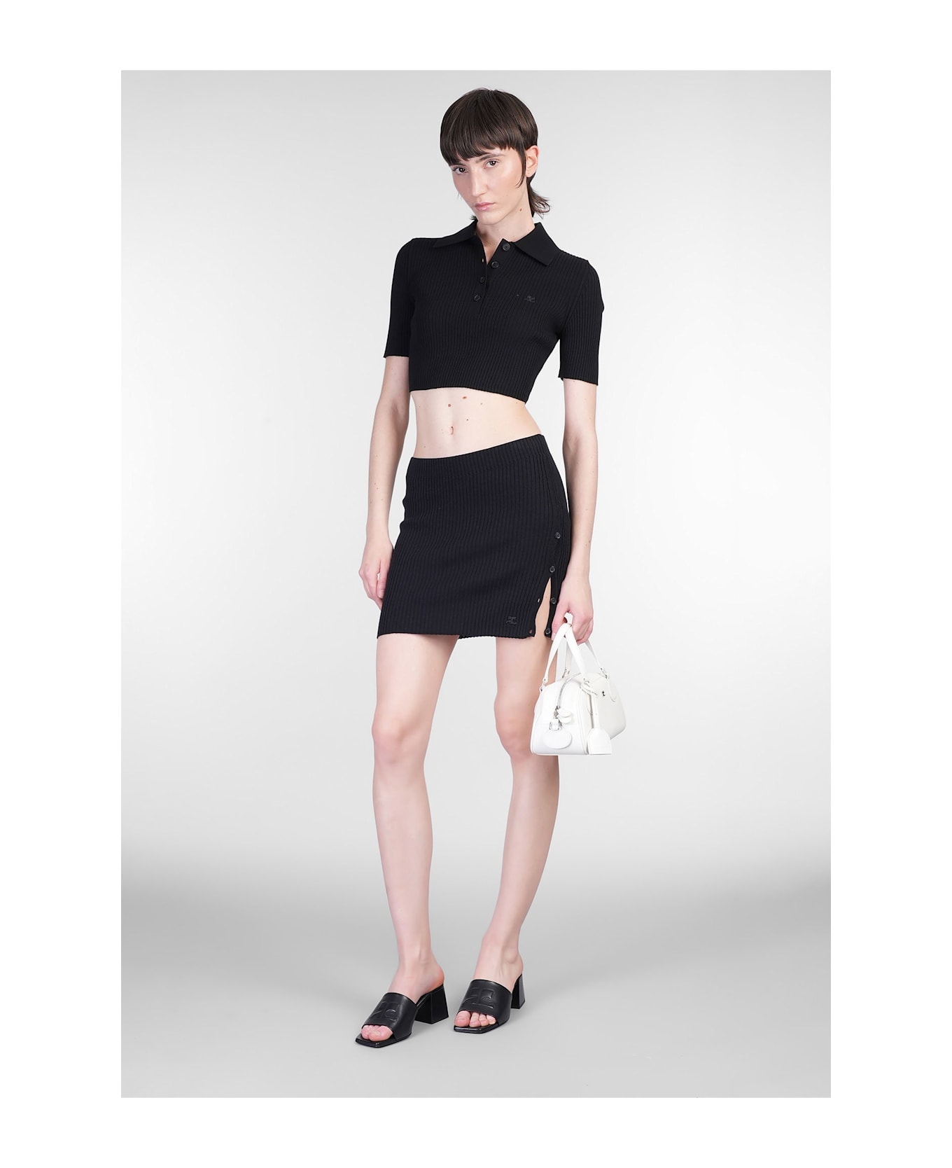 Courrèges Skirt In Black Cotton - black