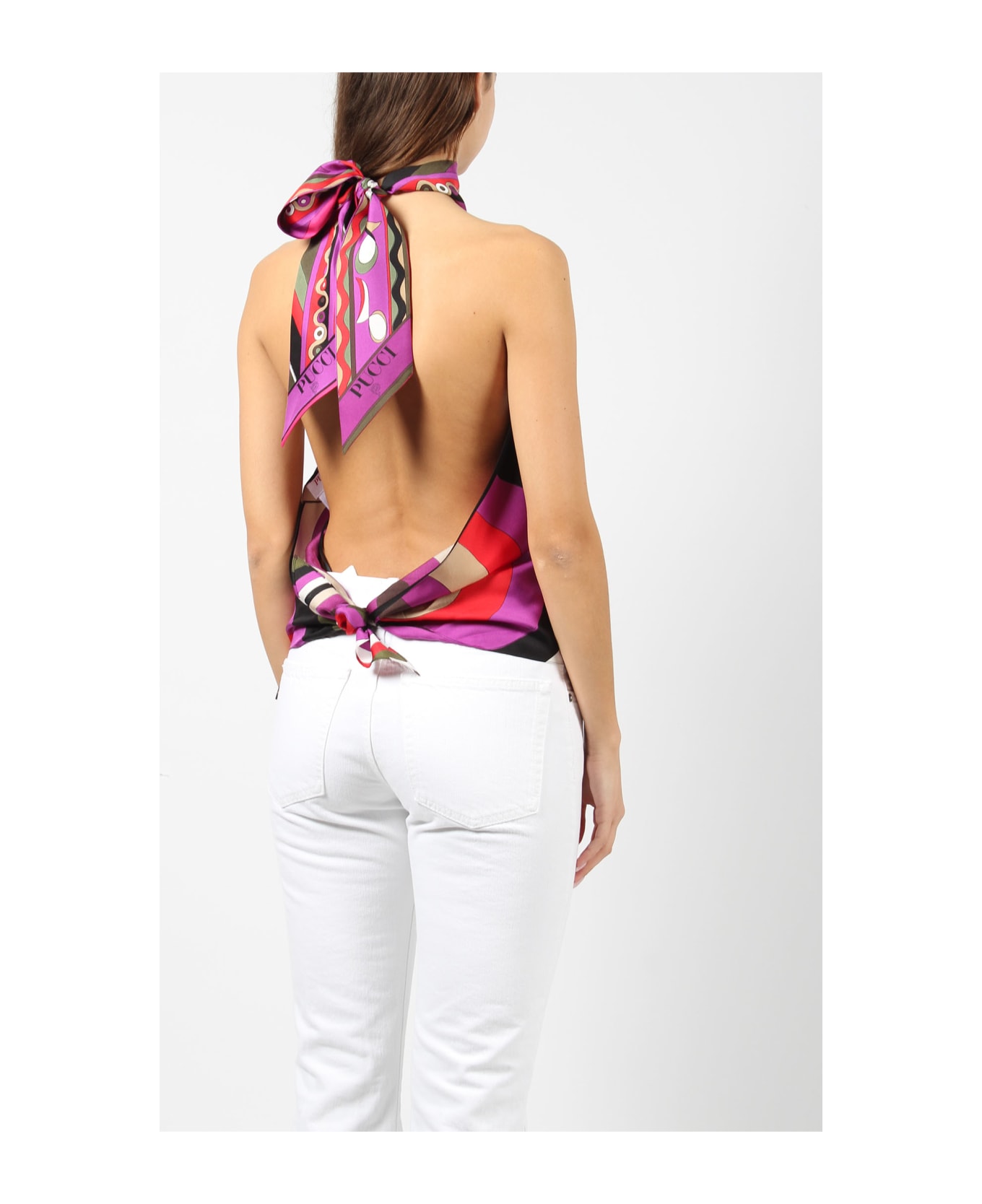 Pucci Marmo-print Silk-twill Top - Multicolour