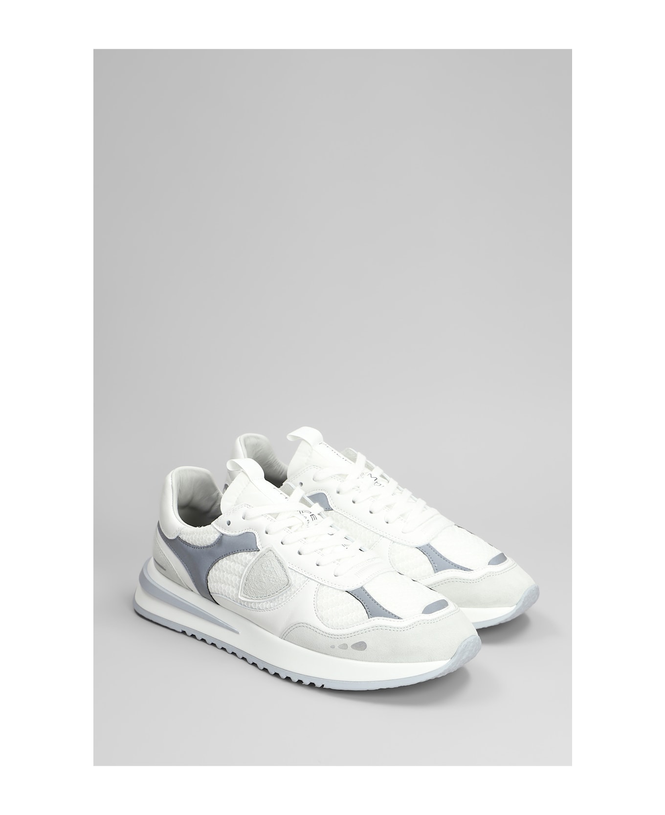 Philippe Model Olympique Low Sneakers In White Leather And Fabric - white
