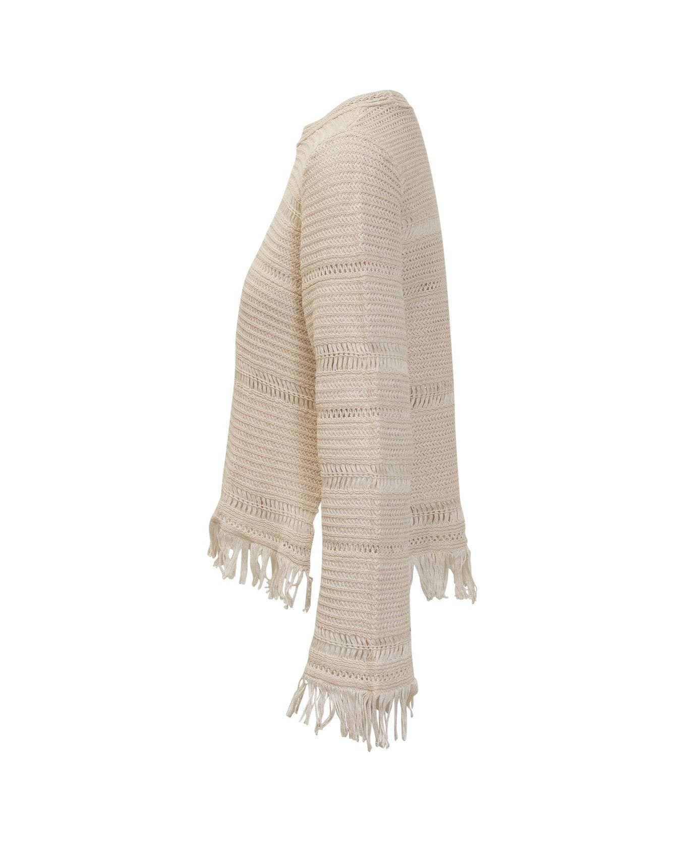Marant Étoile Crewneck Fringed Jumper - WHITE