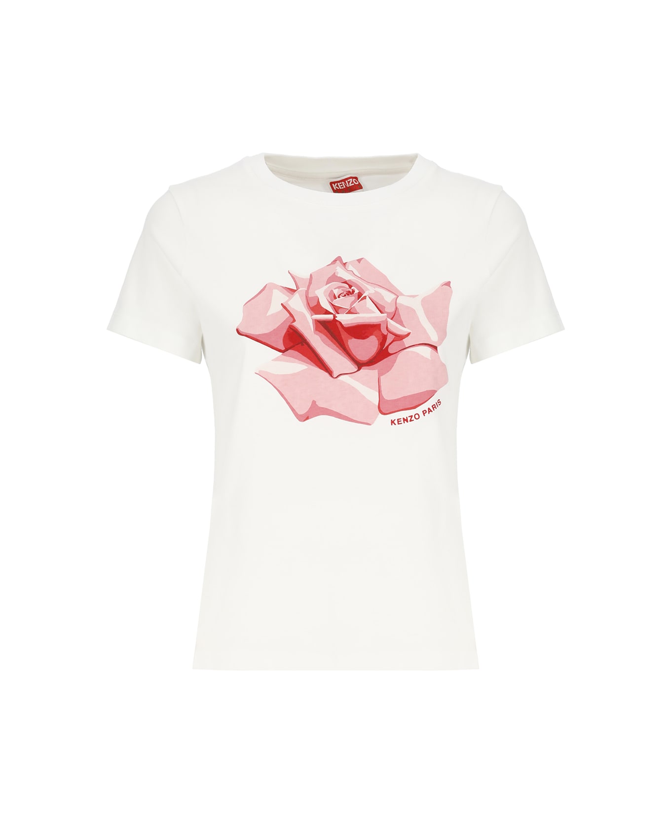 Kenzo Rose Printed Crewneck T-shirt - White