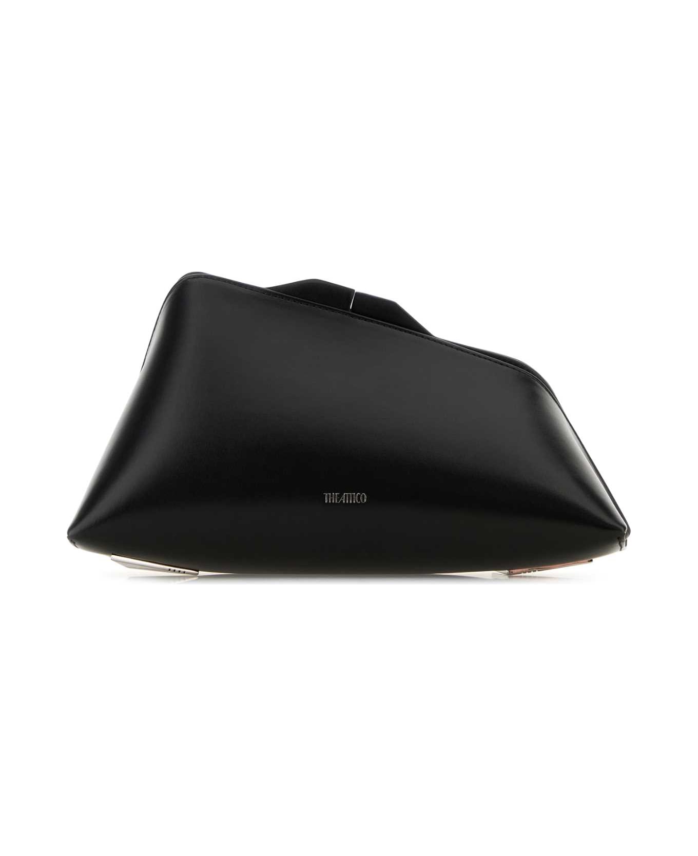 Black Leather 8.30 Pm Clutch - Thumbnail 2