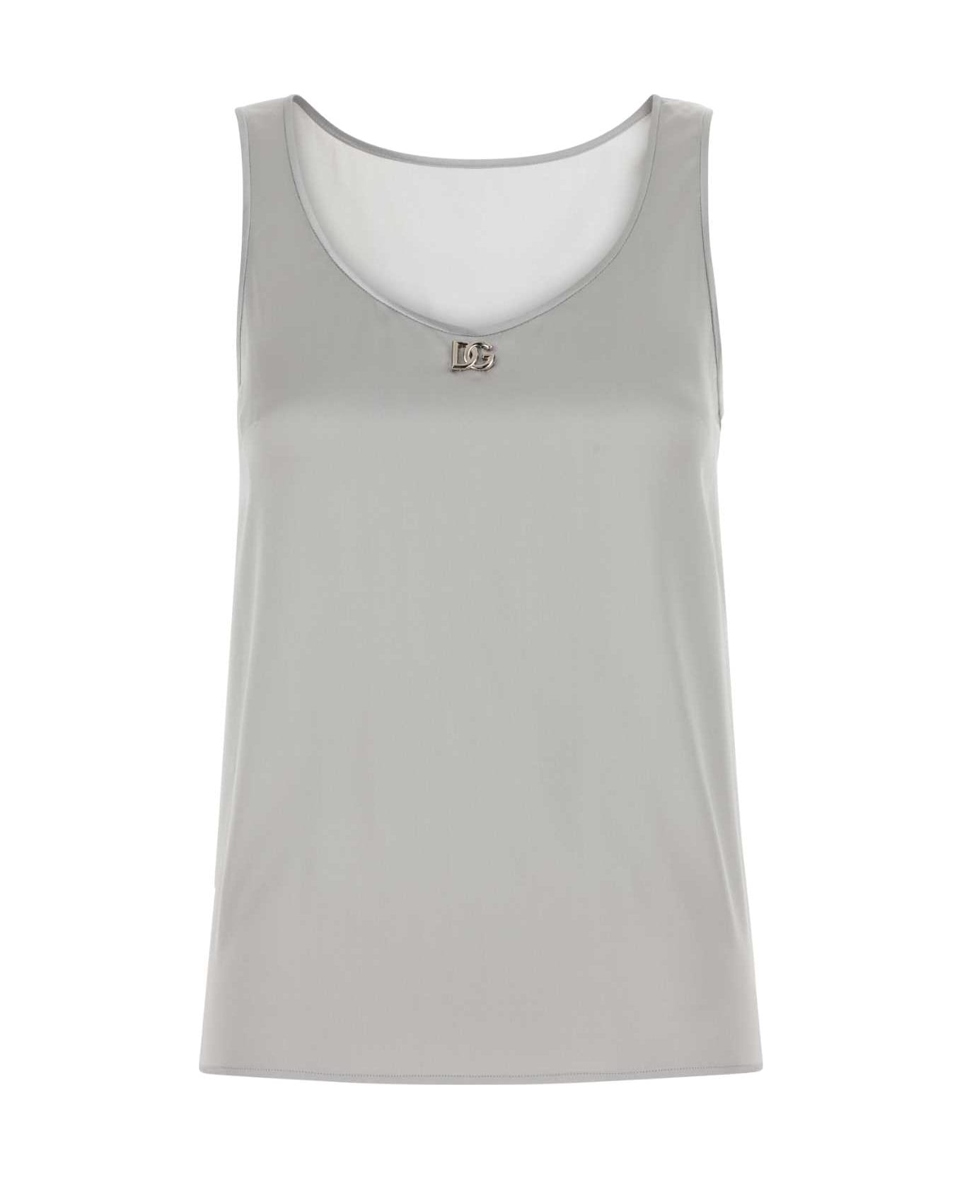 Dolce & Gabbana Grey Stretch Satin Tank Top - LIGHTGREY