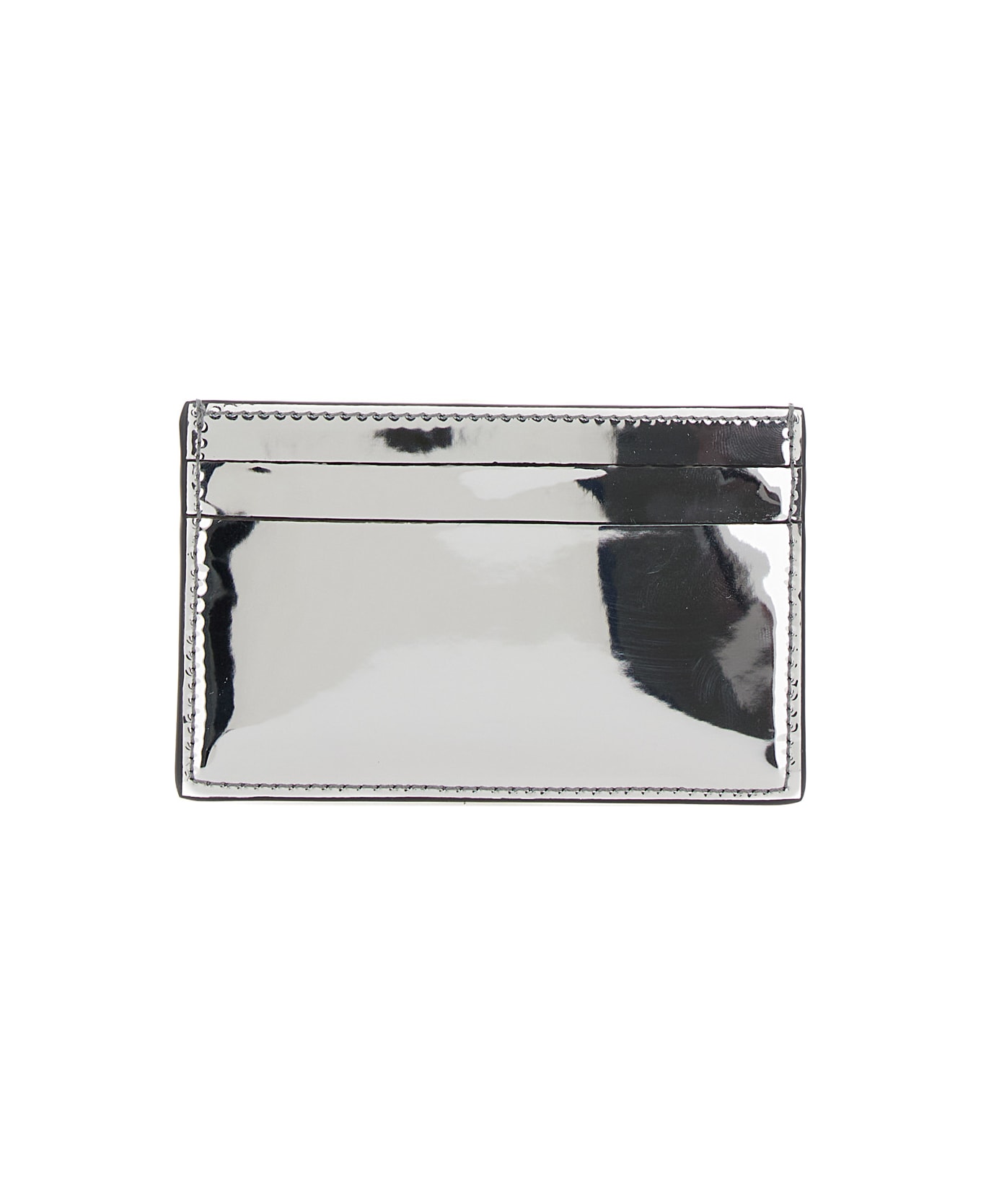 Alexander McQueen 'graffiti Mcqueen' Silver Card-holder With Print In Laminated Leather Man - Metallic