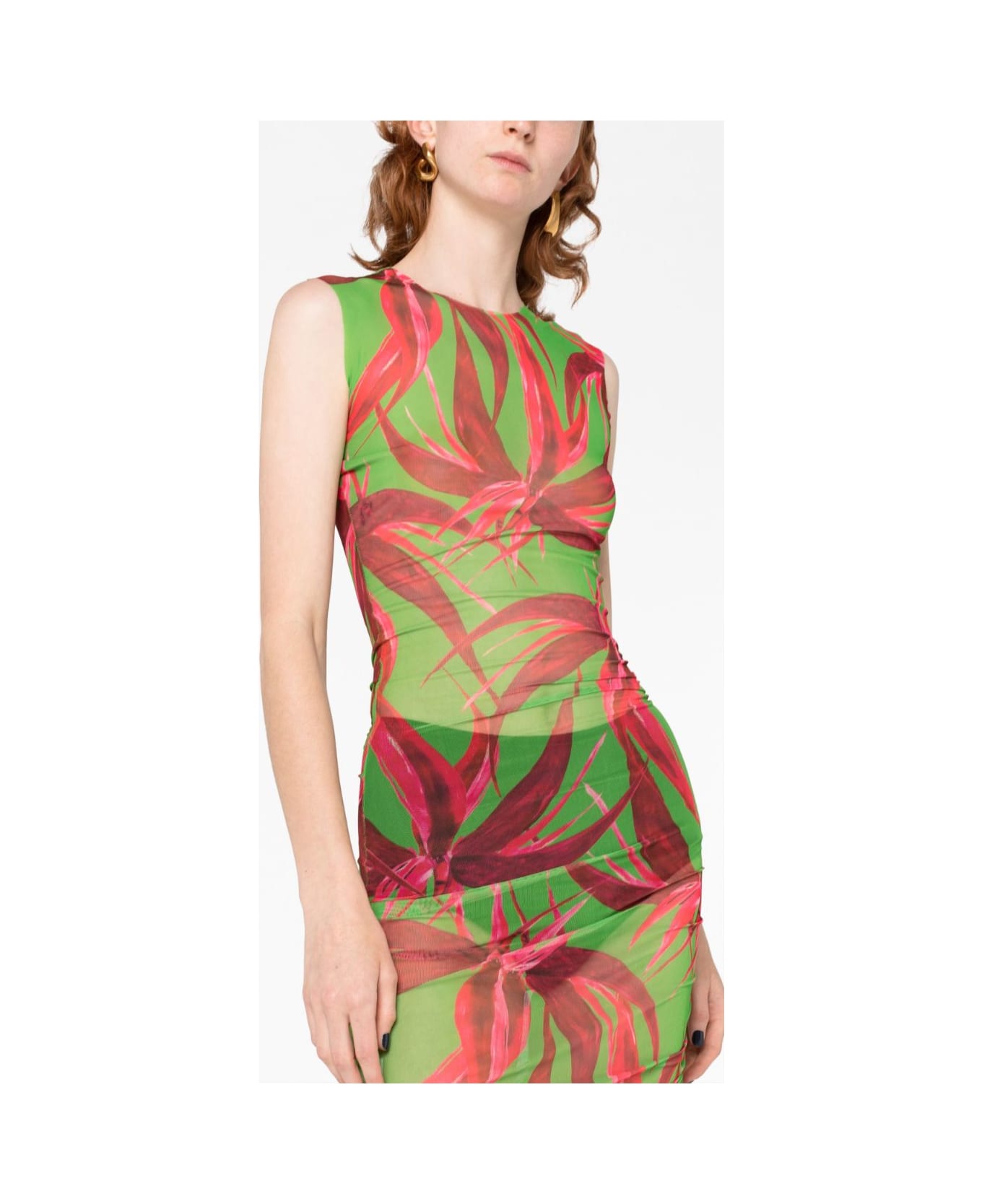 Louisa Ballou Floral Print Short Dress - Green