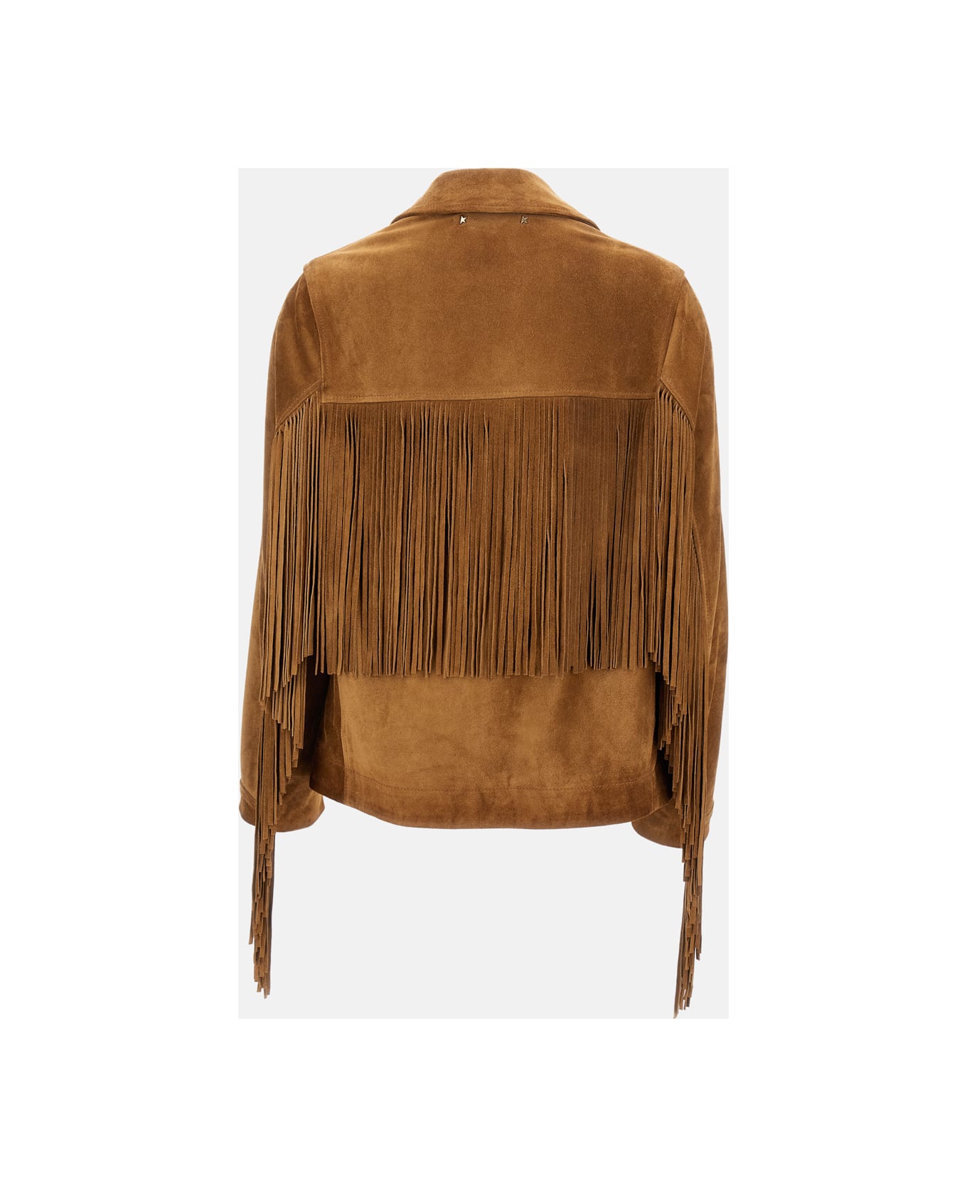 Golden Goose Jacket With Fringes In Waxed Calf Leather - Brown
