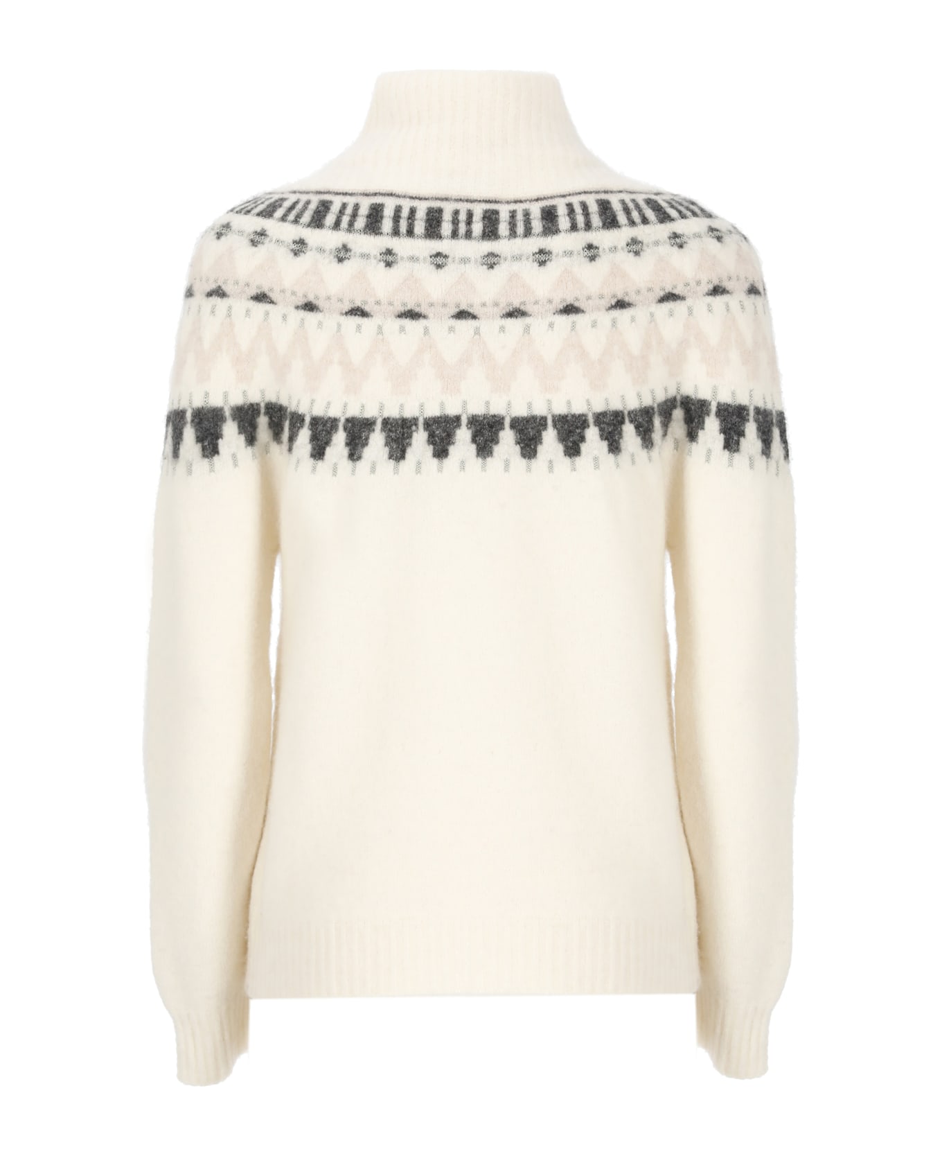 Kangra Sweater With Geometric Pattern - Ivory