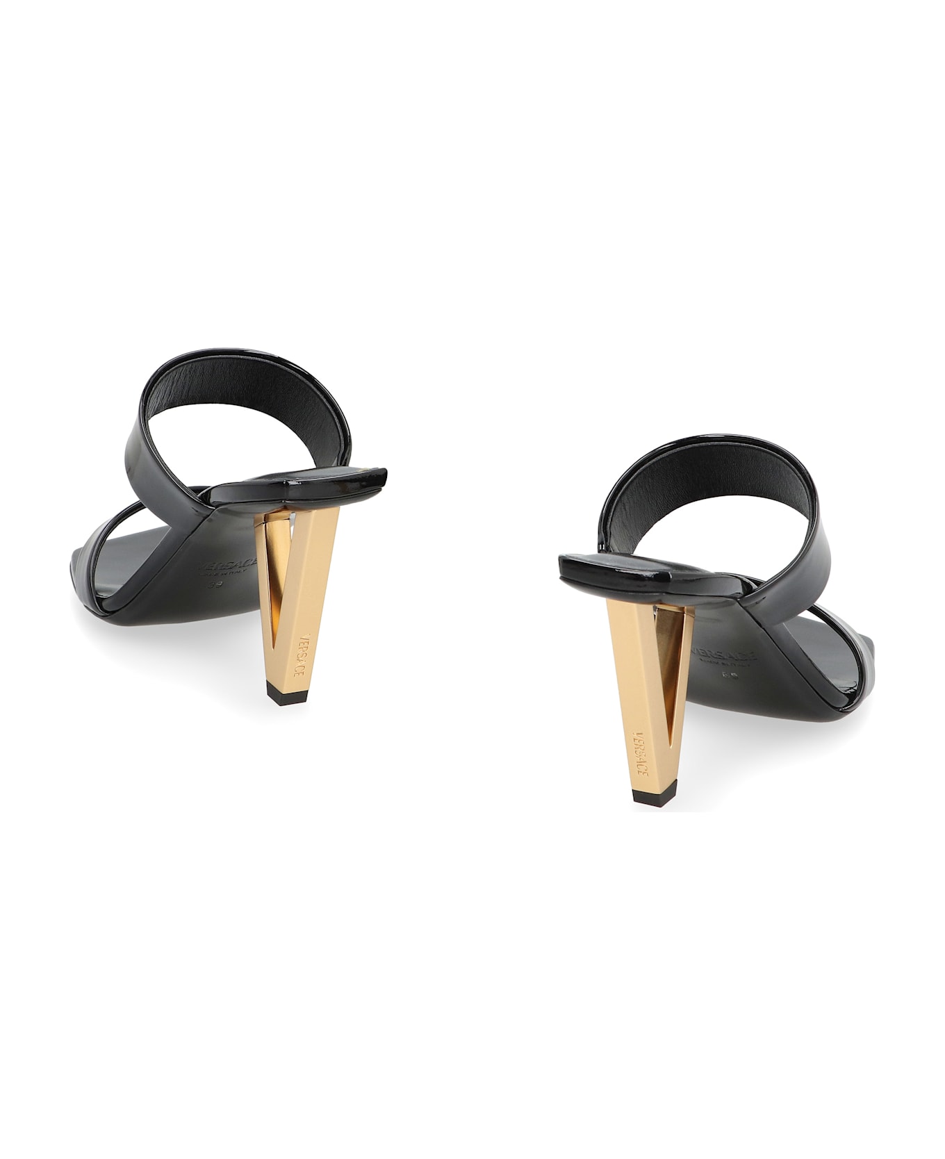 Versace Patent Leather Mules - black